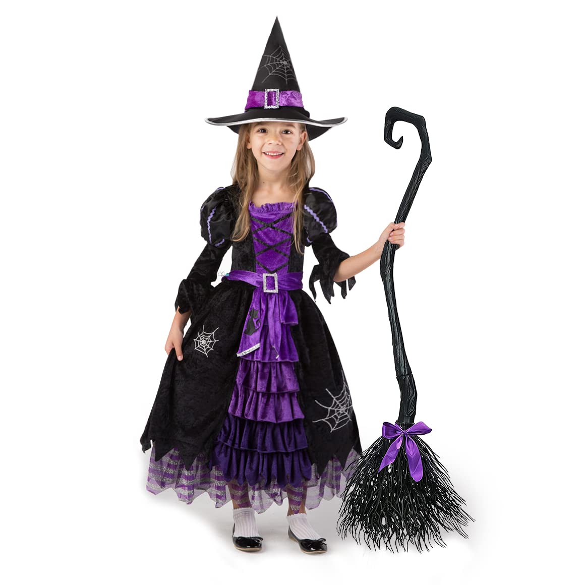 Spooktacular Creations Hexe Kostüm, Hexenkostüm, Karneval Fasching Bekleidung, 3-teiliges Halloween Kostüm Deluxe Set für Mädche Lila Small (5-7 yrs) Angebot bei HelloDeals