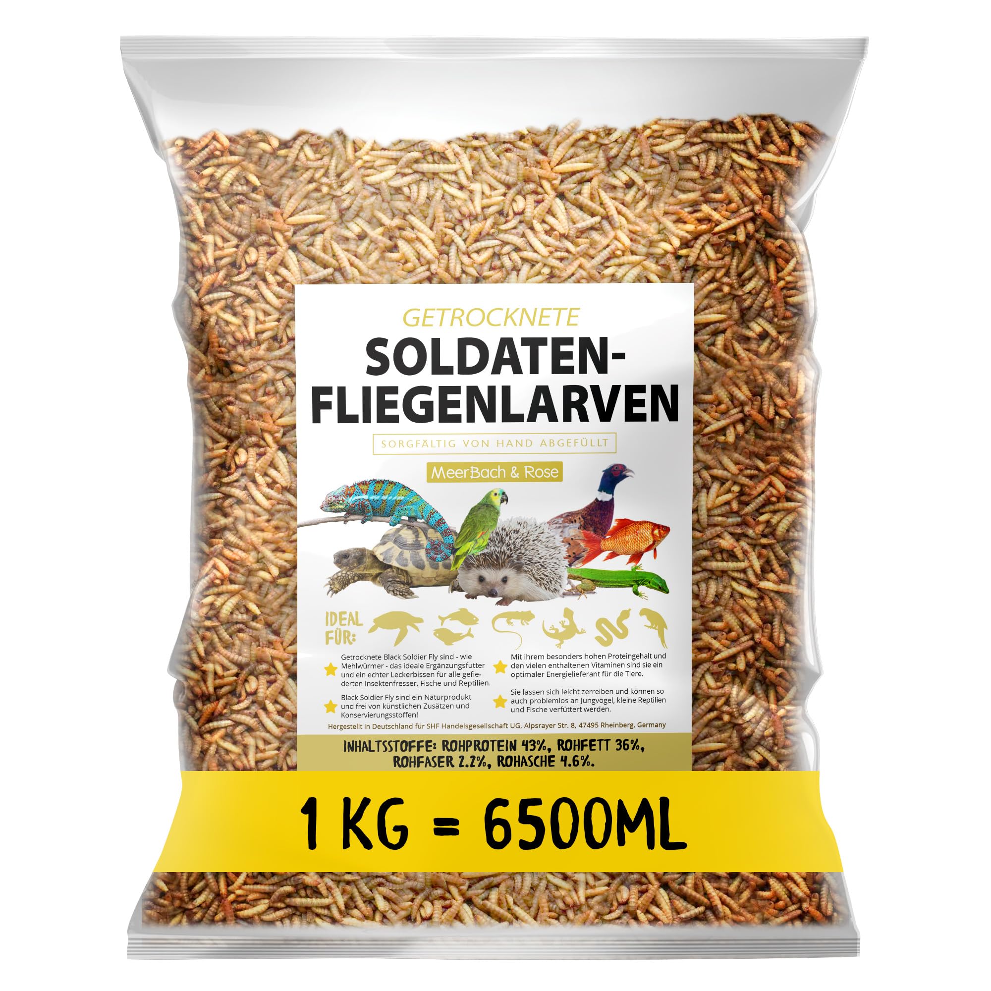 Soldatenfliegenlarven getrocknet 1kg (entspricht 6,5 Litern), Black Soldier Flys, Vogelfutter, Igelfutter mit Insekten, Fischfutter, proteinreicher Snack für Reptilien und Schildkröten Angebot bei HelloDeals