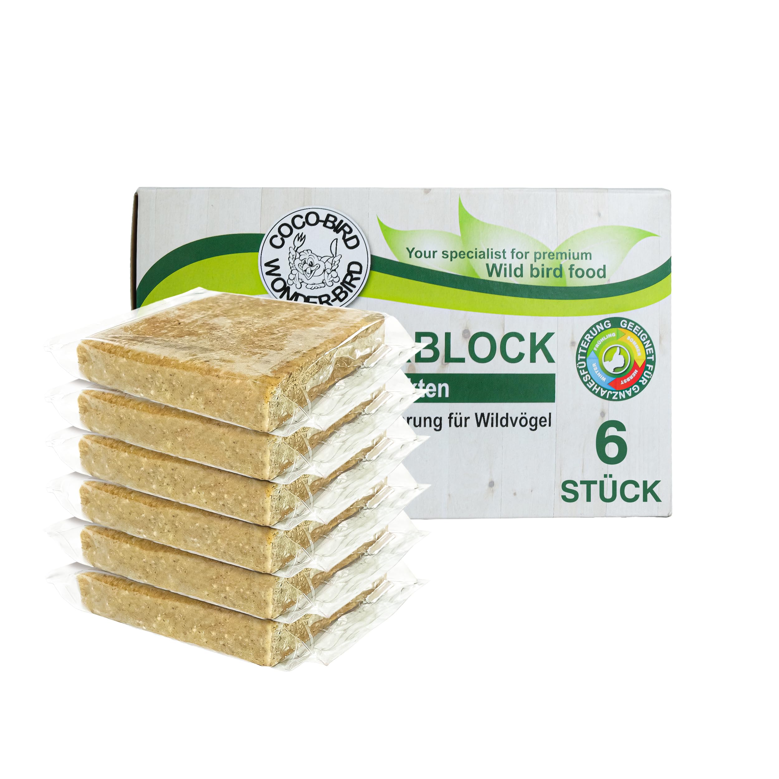 Energieblock Vogelfutter Wildvögel Ganzjährig – mit proteinreichen Insekten– Fettfutter für Wildvögel und Eichhörnchen, Fettblock mit Mehlwürmern – Wildvogelfutter, 6 x 300g 300 g (6er Pack) Angebot bei HelloDeals