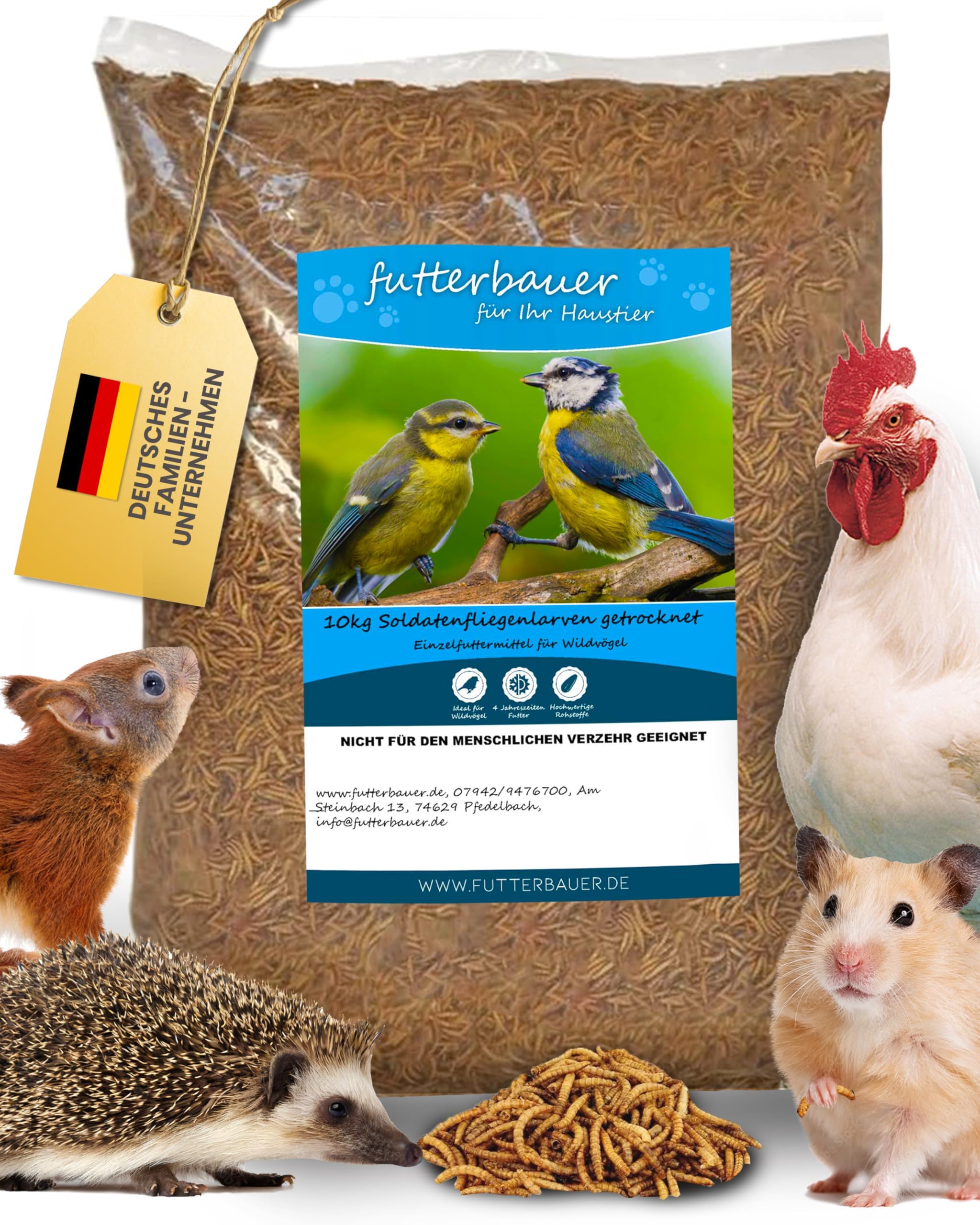 Futterbauer 10kg Soldatenfliegenlarven getrocknet, Premium Vogelfutter, Fischfutter, Futter für Reptilien und Nager, Proteinreiches Naturfutter wie Mehlwürmer Angebot bei HelloDeals