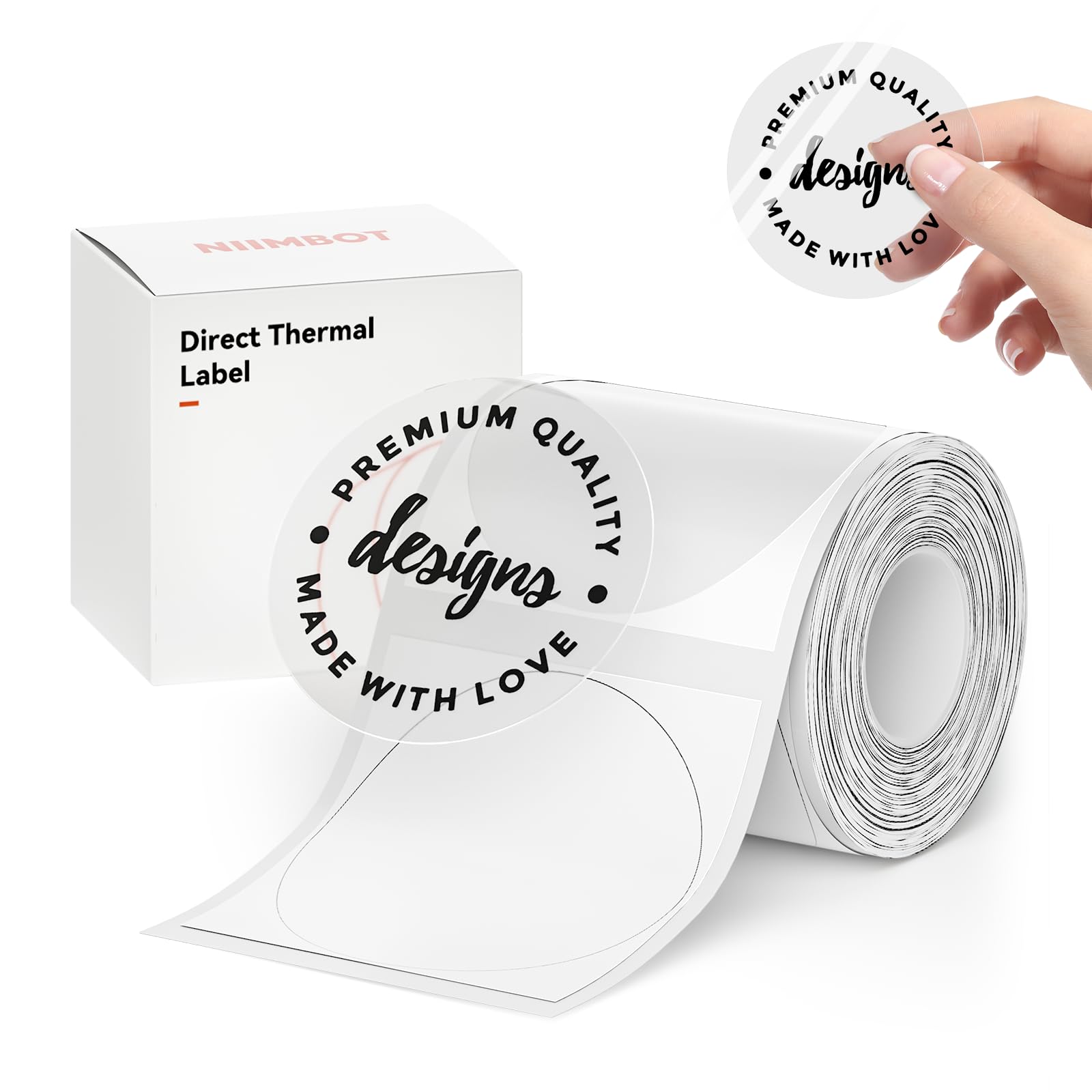 NIIMBOT Etiketten Selbstklebend Kompatible mit NIIMBOT B1/B21/B3S Thermo Etikettendrucker,Thermo Papier für Schule, Zuhause, Büro, Kleine Unternehmen (Klar-Runden-50 x 50mm) 50x50 Transparent 1 Rolle Angebot bei HelloDeals