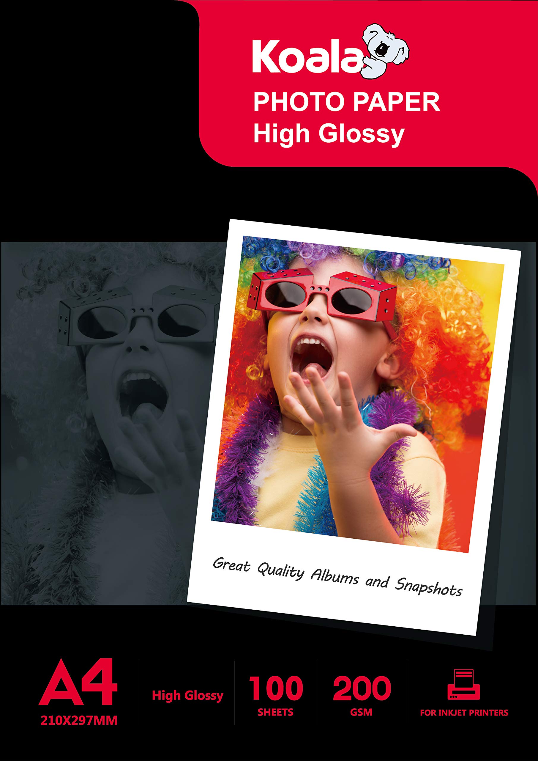 Koala Inkjet Hochglänzend Fotopapier DIN A4, 200 g/m², 100 Blatt, für Canon HP Epson Tintenstrahldrucker A4, 100 Feuilles Angebot bei HelloDeals