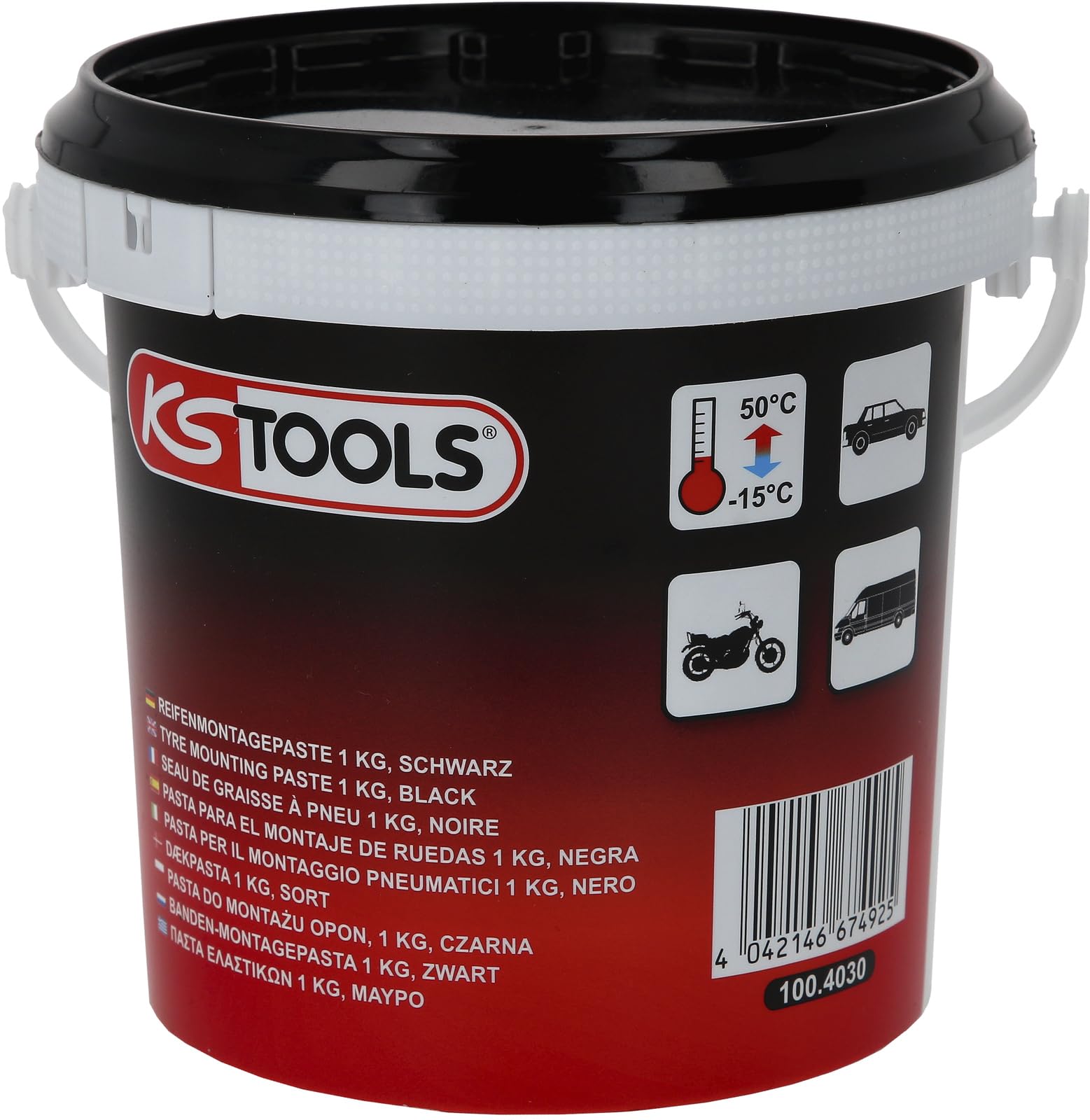 KS Tools 100.4030 Reifenmontagepaste 1kg, schwarz - für alle Fahrzeugtypen Schwarz Single Angebot bei HelloDeals