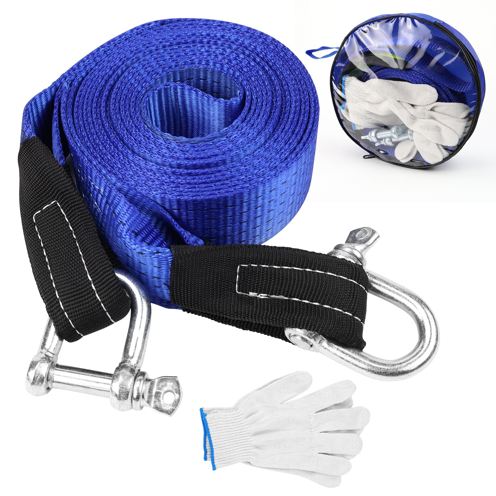 Abschleppseil Pkw 5 cm x 5 M, 8T Tow Rope, Tow Strap, Abschleppseile Auto, Abschleppgurt mit Hohe Festigkeit' Schäkel für Abschleppen und zur Rettung von Autos Angebot bei HelloDeals
