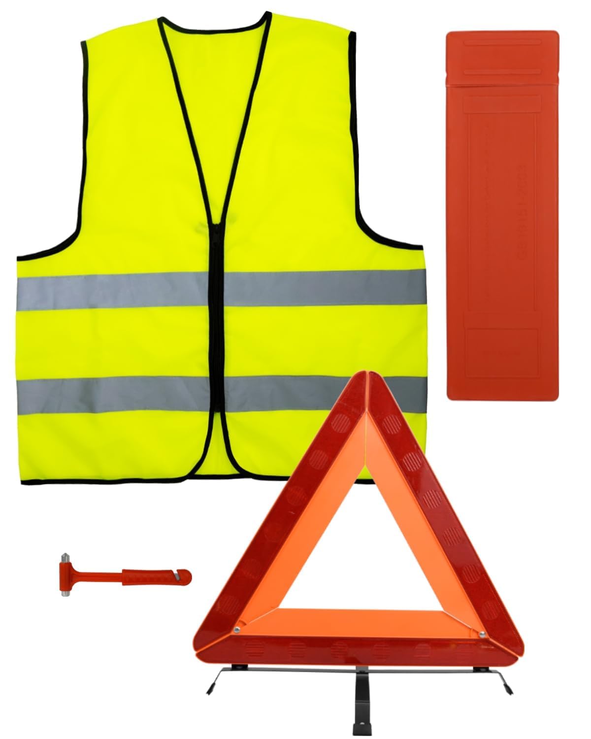 ZephyrCraft 4-in-1 Sicherheitsset für Auto, 2 Reflektierende Warnweste mit Reißverschluss, 2-in-1 Sicherheitshammer, Warndreieck und Aufbewahrungskoffer, Hochsichtbar, Faltbar für Notfälle im Auto Angebot bei HelloDeals