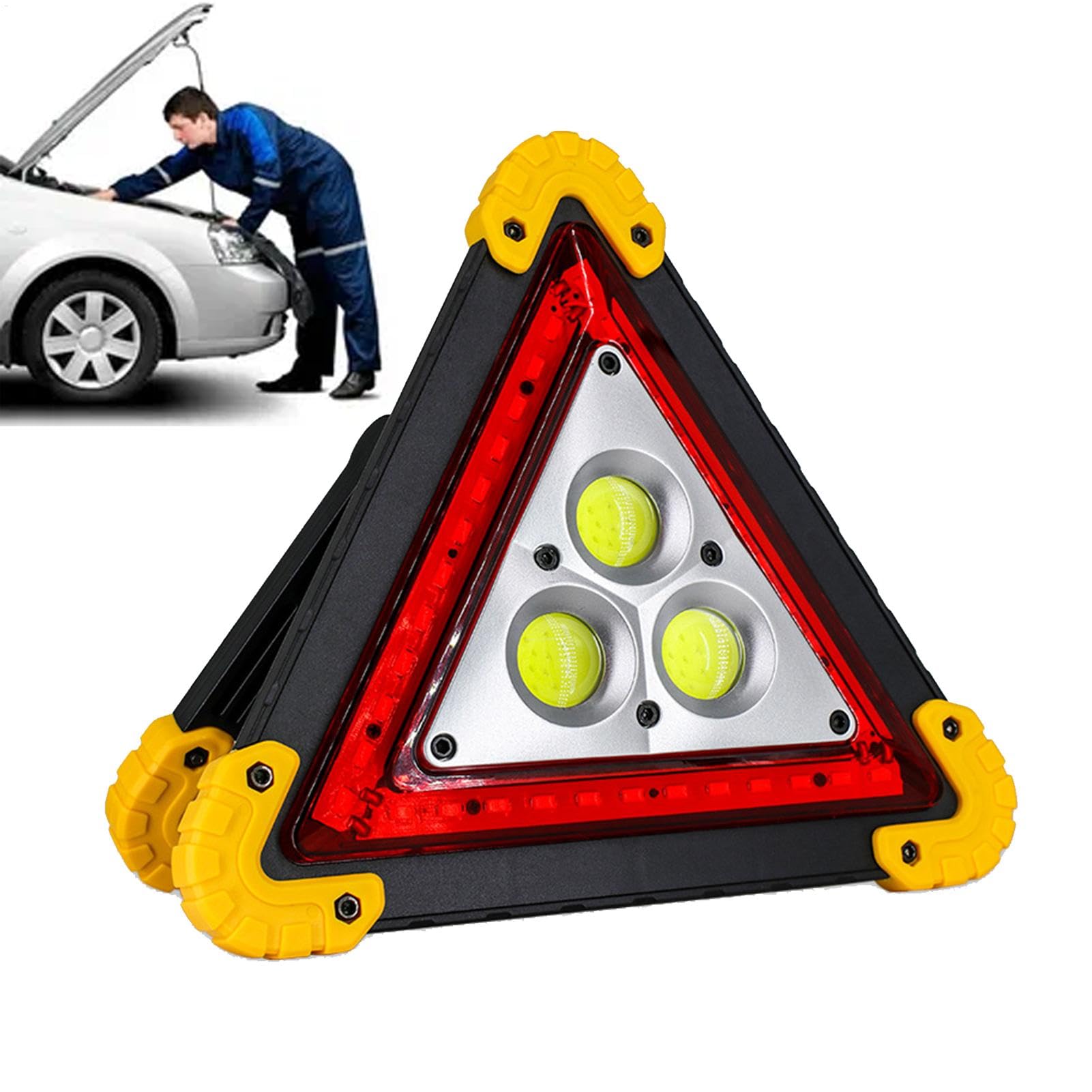 Mimoqk LED Warning Triangle, Foldable Road Triangle, Portable Safety Sign, Quick Charge, Bright & Eye-Catching, Lightweight Design, 22x20.5x2cm, Ideal for Roadside Emergencies Angebot bei HelloDeals