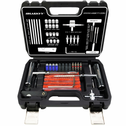 HASKYY Reifenreparaturset Reifenflickzeug Auto Reifen Reparatur Kit 53tlg - All in One Pannenset für Auto, Motorrad, ATV, SUV - Gummistreifen, Ventilwerkzeug, T-Griff & Cutter Angebot bei HelloDeals