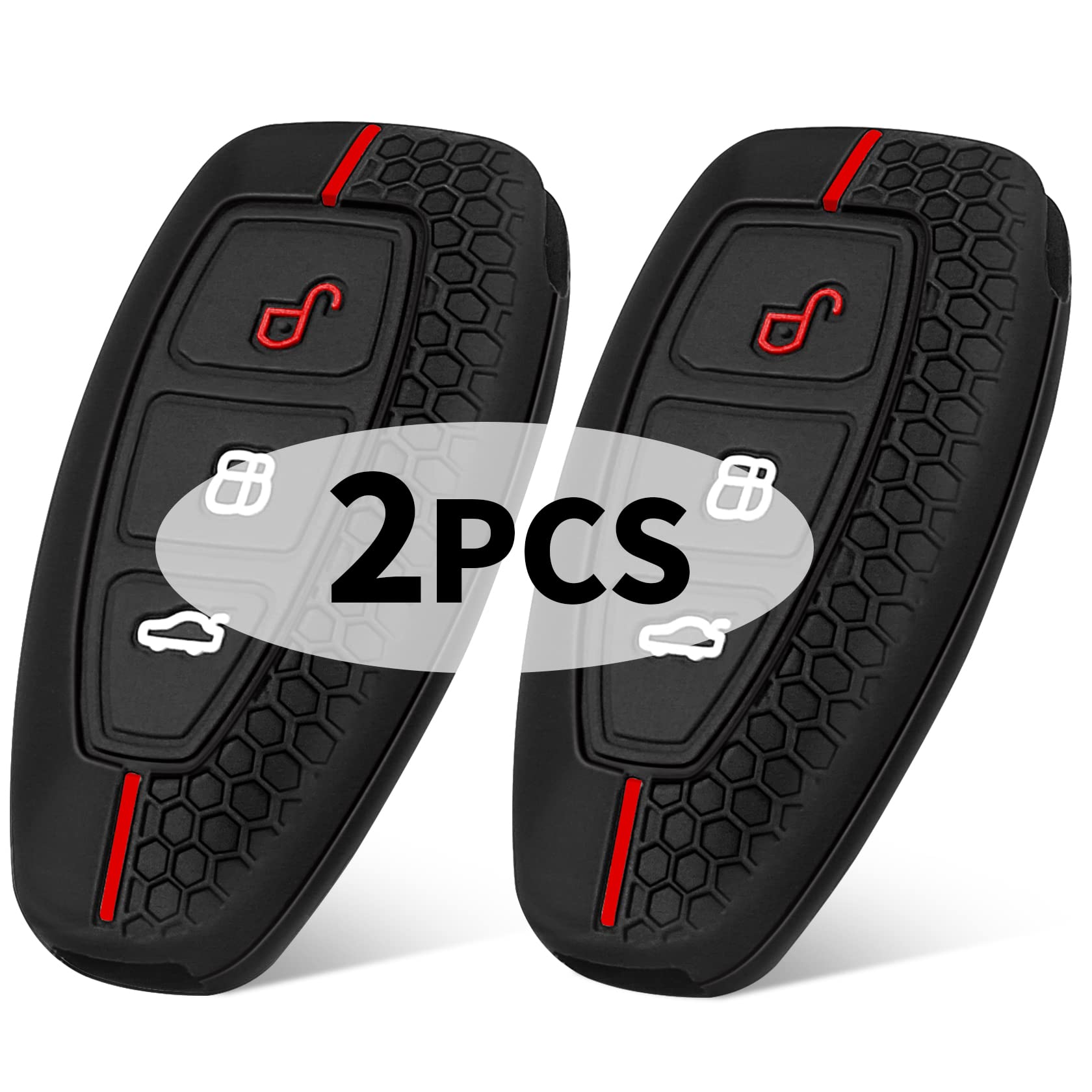 Yosemy 2 Stück Silikon Autoschlüssel Hülle Kompatibel mit Ford 3-Tasten Autoschlüssel (nur Keyless Go)-Hohe Qualität Schutzhülle Silikon Cover Schlüsselhülle Schwarz Angebot bei HelloDeals