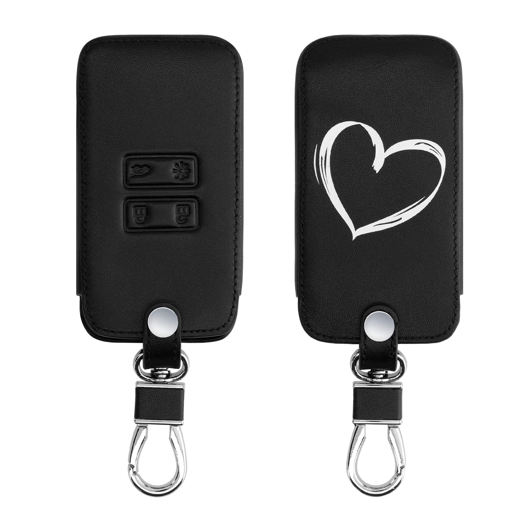 kwmobile Autoschlüssel Hülle kompatibel mit Renault 4-Tasten Smartkey Autoschlüssel (nur Keyless Go) - Kunstleder Schutzhülle Schlüsselhülle Herz Brush Weiß Schwarz Angebot bei HelloDeals