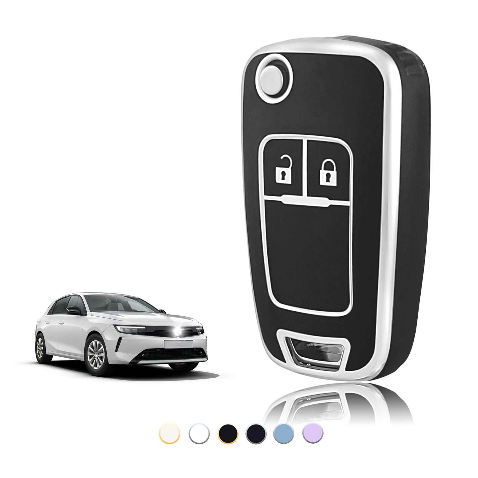 TOOMUME Schlüsselhülle TPU, Autoschlüssel Hülle Passt für Chevrolet Trax Opel Vauxhall Adam Astra Corsa Meriva Mokka Movano Zafira Tourer Buick, Schlüsselcover Schutz Schlüsselgehäuse - 2 Tasten S S-2 Tasten Schwarz Silber Angebot bei HelloDeals