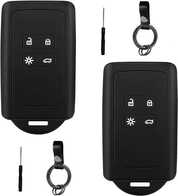 2 STK Autoschlüssel Hülle kompatibel mit Renault 4-Tasten Smartkey Autoschlüssel(nur Keyless Go) mit 2 Schlüsselanhänger Silikon Schlüsselhülle-Schlüssel Hülle für Clio/Espace 5/Master Bus/Talisman Schwarz Angebot bei HelloDeals