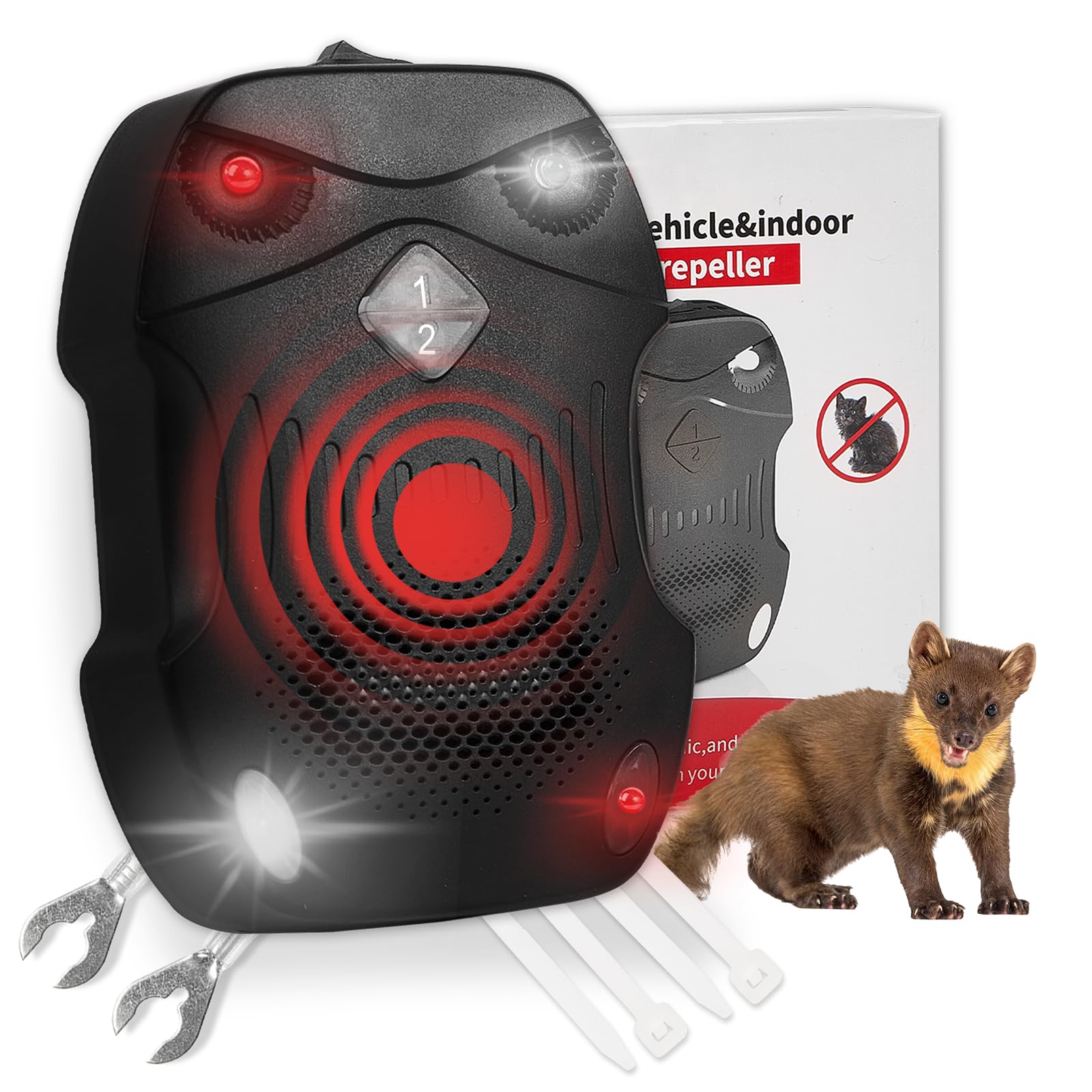 ZZLLKQ Marderschreck Auto - Frei Mobil Marderabwehr mit Blitzlicht & Ultraschall | 12V Autobatterie & USB&AA-Batterie | Effektiver Marderschutz für Motorraum, Garten, Dachboden Angebot bei HelloDeals