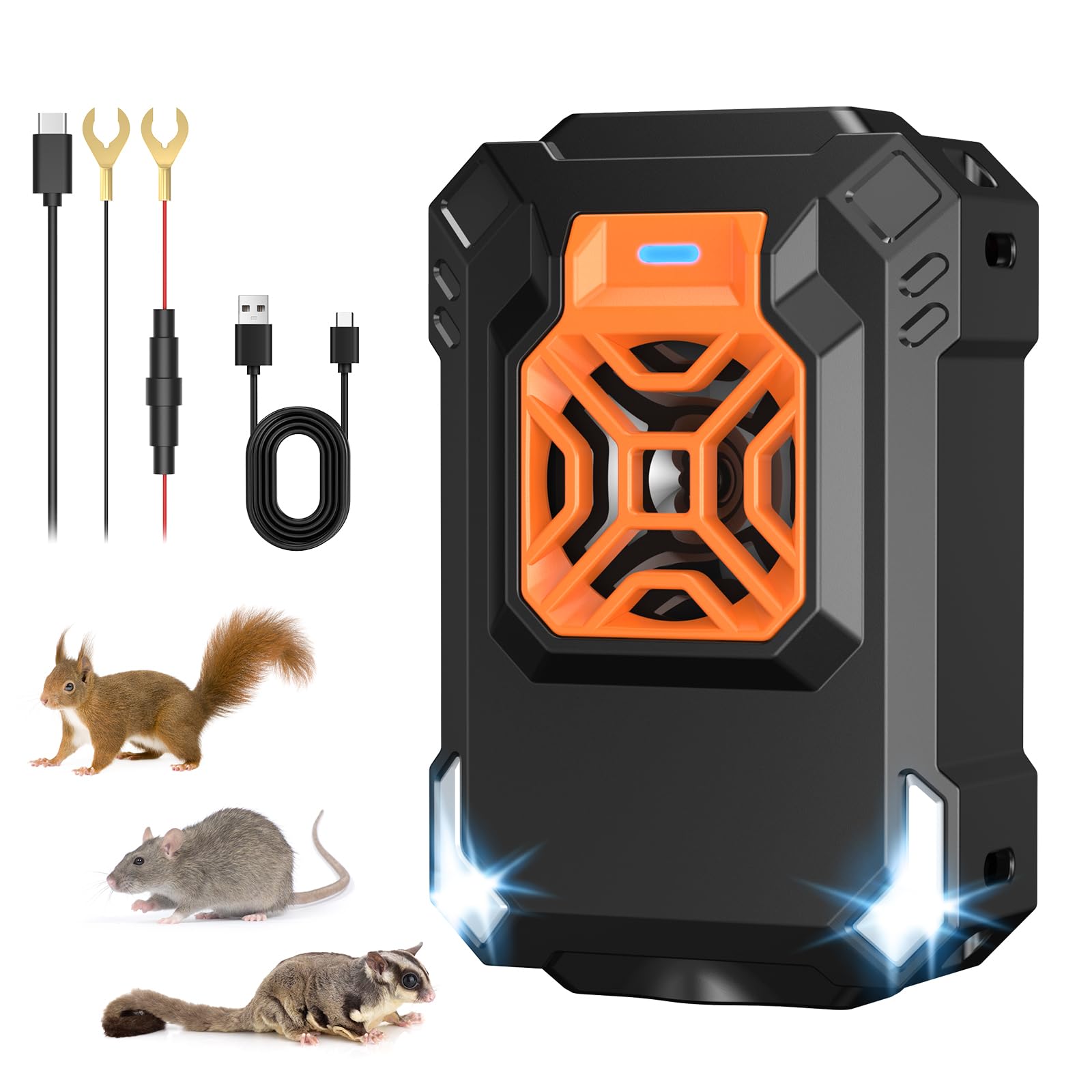 Osnil Marderschreck Marder-Frei für Auto Ultraschall, 12V Kfz-Stromversorgung und USB-Stromversorgung, Tiervertreiber und Mäusevertreiber, ausgestattet mit LED-Blinkwarnleuchte Grau Angebot bei HelloDeals