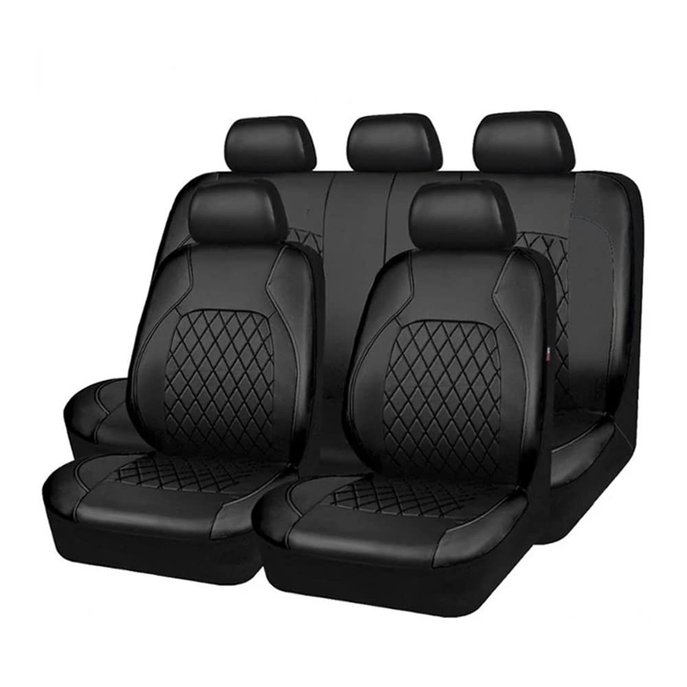 Mulcort 9 Stück Autositzbezüge Universal-Sitzbezug aus PU-Leder Komplett-Set mit Zubehör für Auto SUV für Auto Schwarz Angebot bei HelloDeals