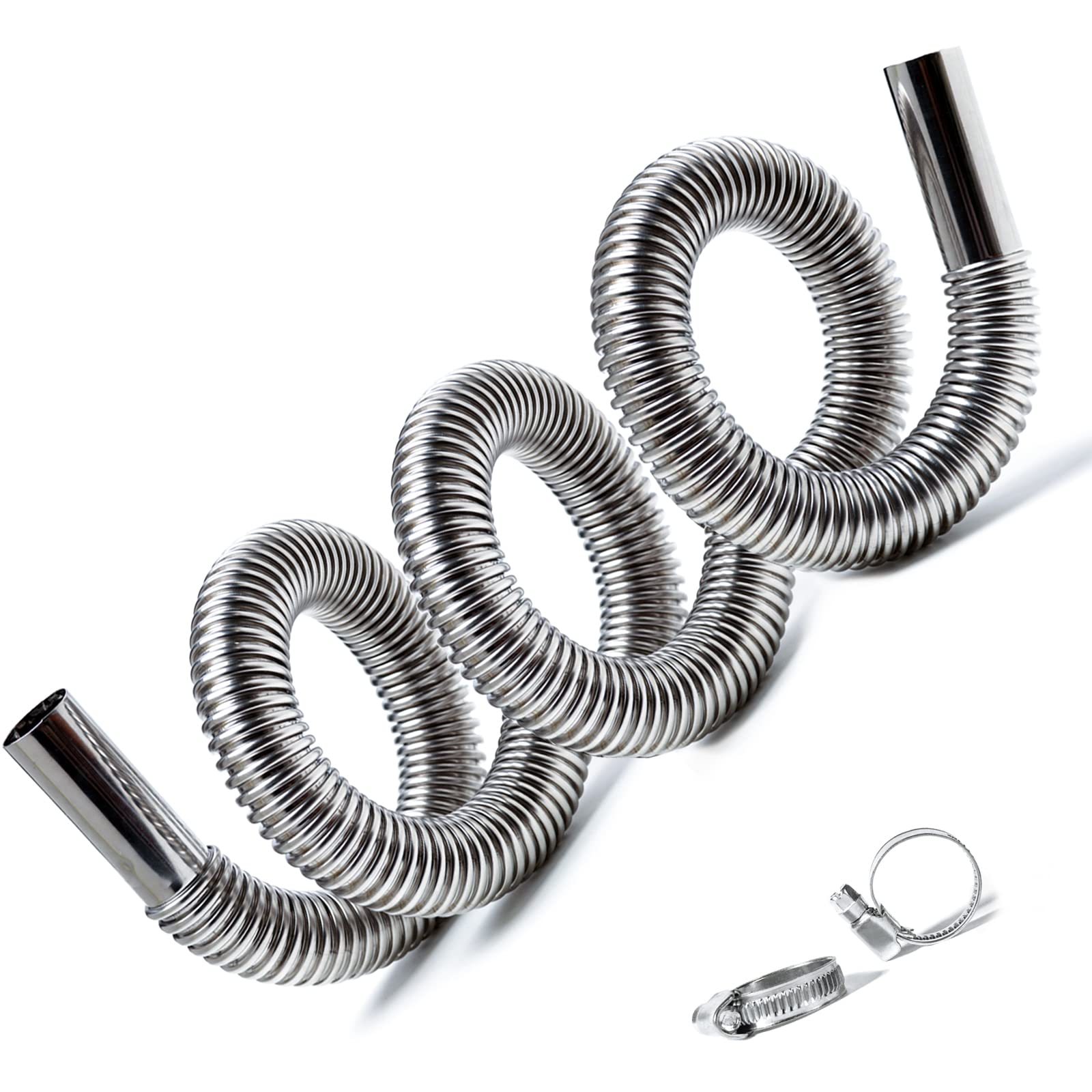 AYUSEB 200 CM Abgasschlauch für Stromerzeuger, Edelstahl Abgasrohr 25mm Diesel Auspuff Abgasrohrleitungen, mit 2 Schellen Standheizung Kraftstofftank Auspuffrohr Schalldämpfer Heizung 200-1 Angebot bei HelloDeals