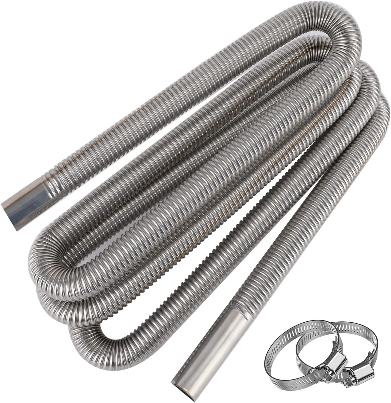 Abgasschlauch für Stromerzeuger, Cakapapo 300CM Auto Edelstahl Abgasrohr, mit Zwei Edelstahlklammern für Diesel Heizung Angebot bei HelloDeals