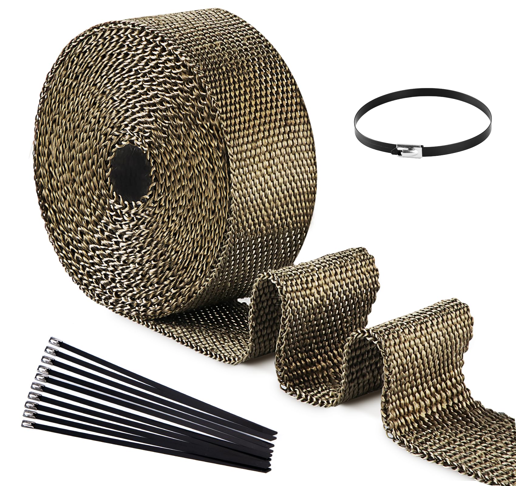ilauke 5M*50mm Hitzeschutzband Auspuff, Auspuff Dichtband mit 10 Edelstahl-Kabelbindern, Schwarz – Hochtemperaturbeständig bis 1200°C für Motorrad, Auto, Traktor und mehr Angebot bei HelloDeals