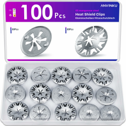 ANVINKU 100 Stück Klemmscheiben Hitzeschutzblech, 30mm Manganstahl Hitzeschutzblech Reparatursatz, Klemmscheibe Reparatursatz, Metall Sicherungsscheiben für Meisten Automodelle Angebot bei HelloDeals