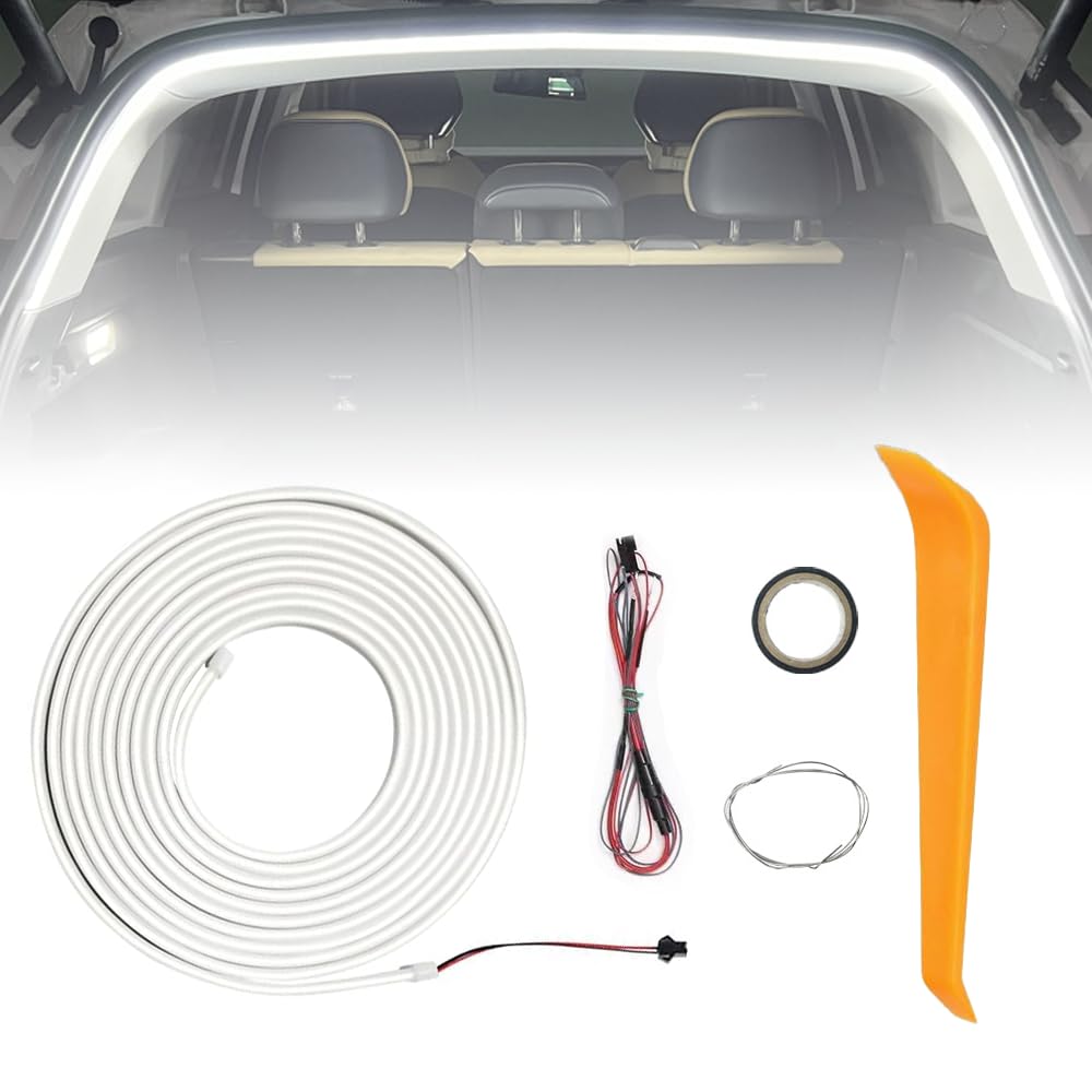 KQWVZ 4 M Kofferraum Lichtstreifen, Dynamic Flowing Car Trunk Light Strip, Automatischer Sensor Tail Box Light Strip, Kofferraum Beleuchtung Led Band, Kofferraumbeleuchtung LED, Universal Fit (Weiß) Angebot bei HelloDeals