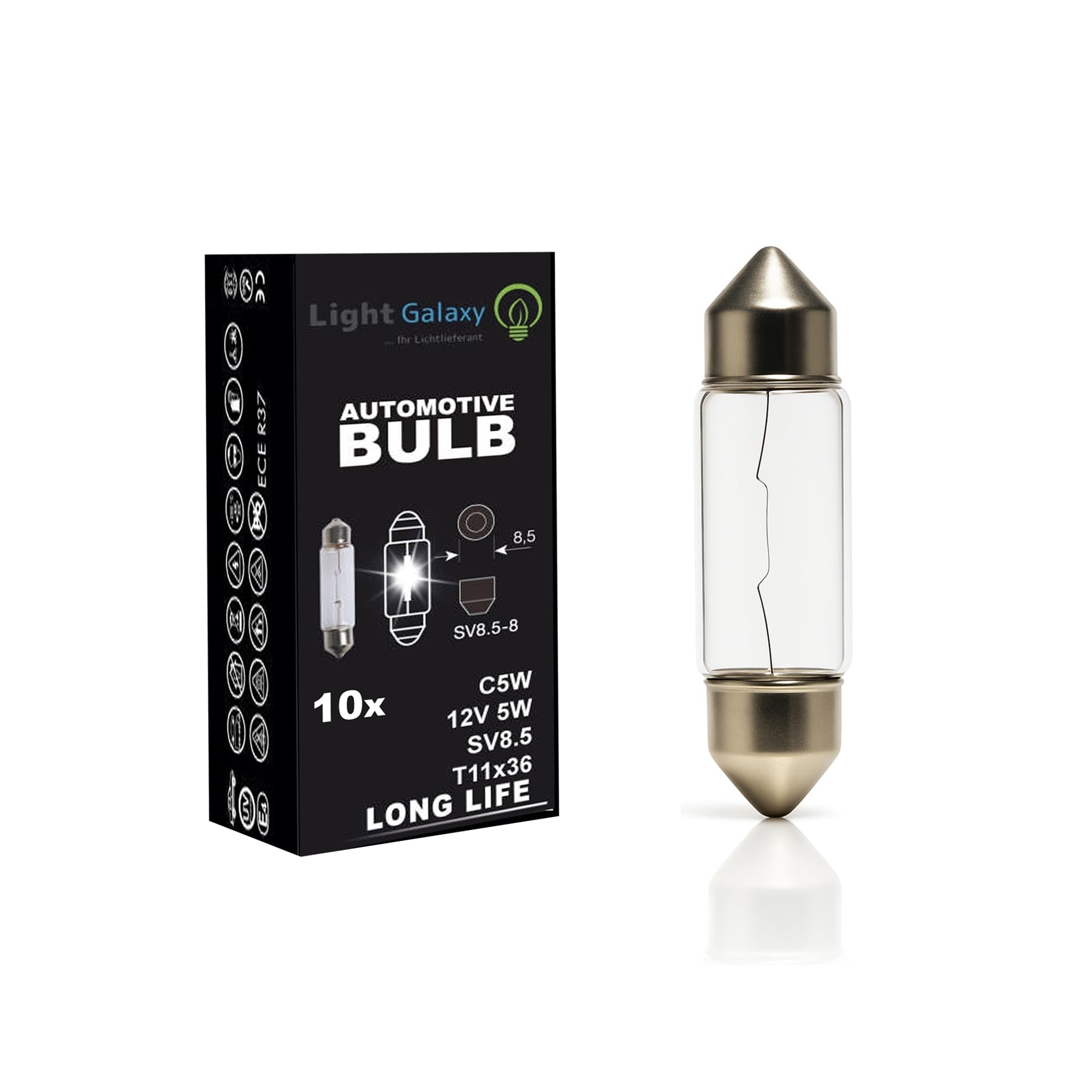 Light Galaxy ... Ihr Lichtlieferant 10 x PKW Soffitte 12V 5W C5W SV8,5 36mm Kennzeichenbeleuchtung Glühlampe Innenraum Angebot bei HelloDeals