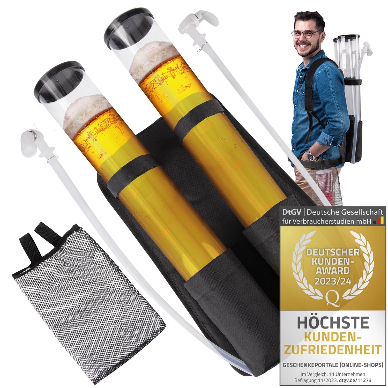 GOODS+GADGETS Der Kulthit - Duo Bierrucksack Doppel Bier Rucksack Biergiraffe Getränkerucksack 2 x 3 Liter Kapazität Bierrucksack 6 Liter Angebot bei HelloDeals