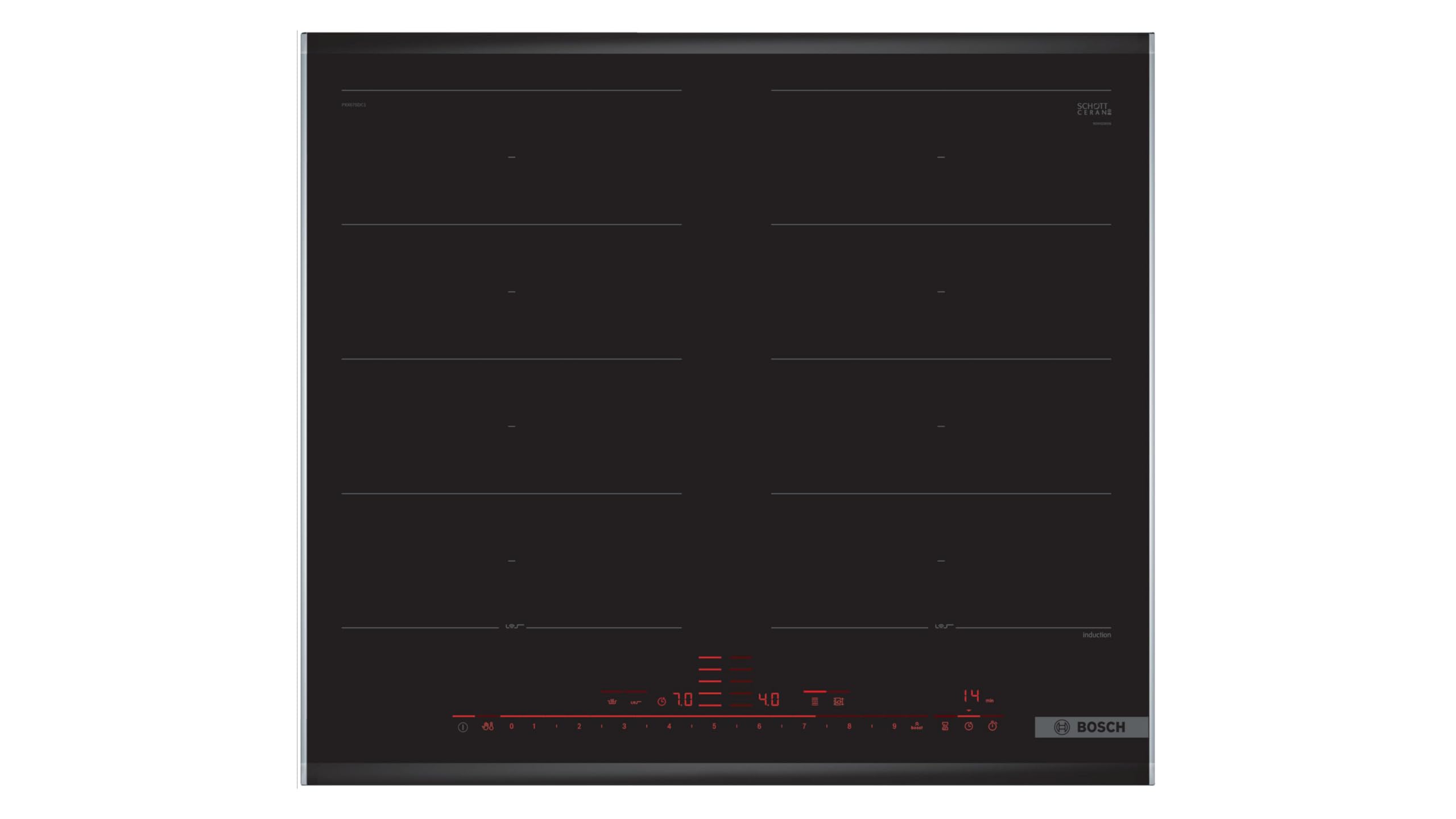 Bosch PXX675DC1E Serie 8 Induktionskochfeld (autark), 60 cm breit, FlexInduction Kochzonen verbinden, MoveMode voreingestellte Leistungsstufen, Bratsensor, PowerBoost schnelleres Kochen, Schwarz Flex Induction 60 cm Angebot bei HelloDeals