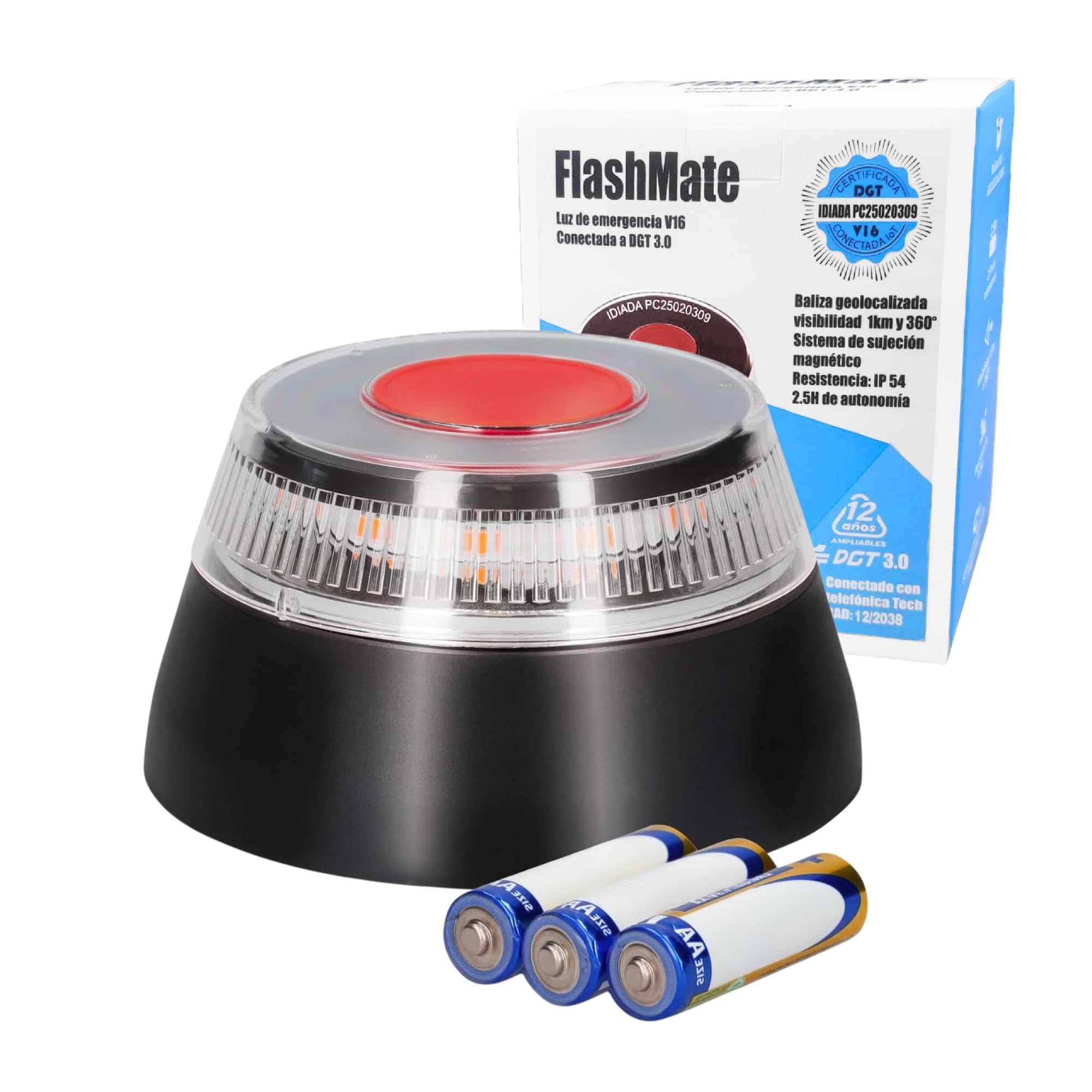 MAGIC SELECT Warnleuchte V16 Autoriserad av DGT med Geolokalisering och Autos und Motorrädern. Orangefarbenes 360° Blinkljus, Magnetfuß, 3 AA-batterier i Lieferumfang enthalten (1 Stück) Angebot bei HelloDeals