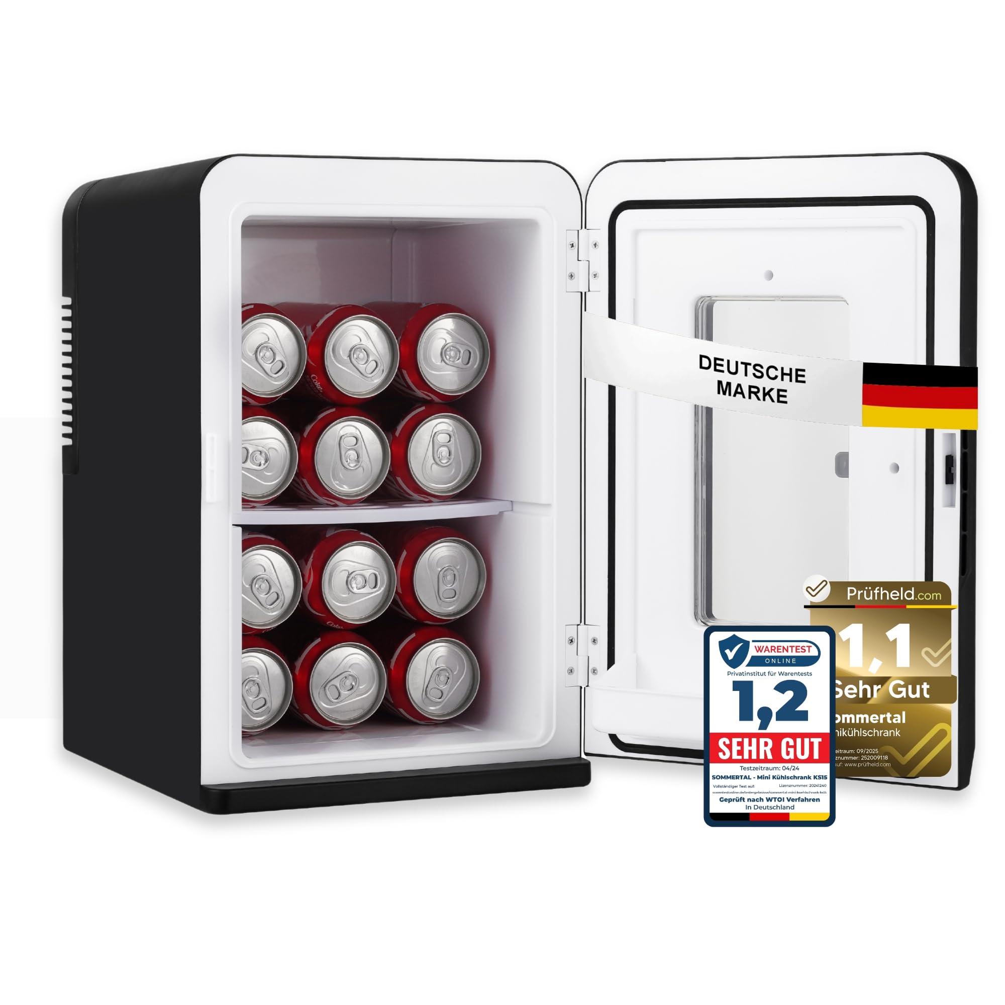 Sommertal KS15 Mini Kühlschrank, kühlen und wärmen, Volumen 15L, 230V für Zimmer Steckdose und 12V DC für Auto, Bierkühlschrank, Getränkekühlschrank, Minibar klein tragbar Angebot bei HelloDeals