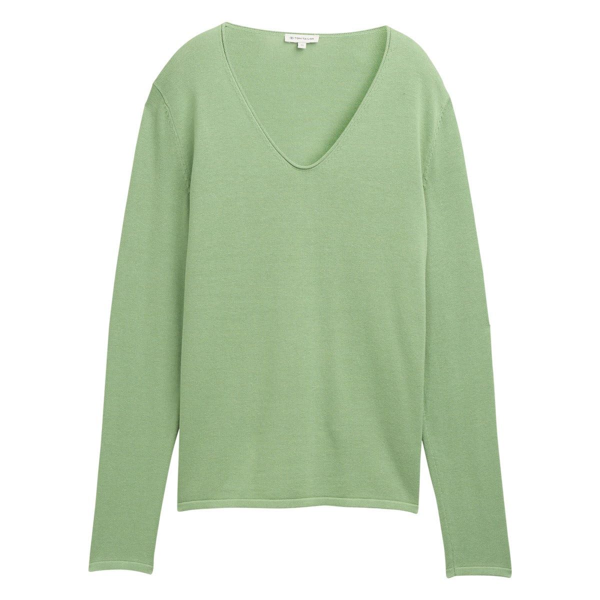 TOM TAILOR Damen Basic Strickpullover mit V-Ausschnitt L 37116 - True Green Angebot bei HelloDeals