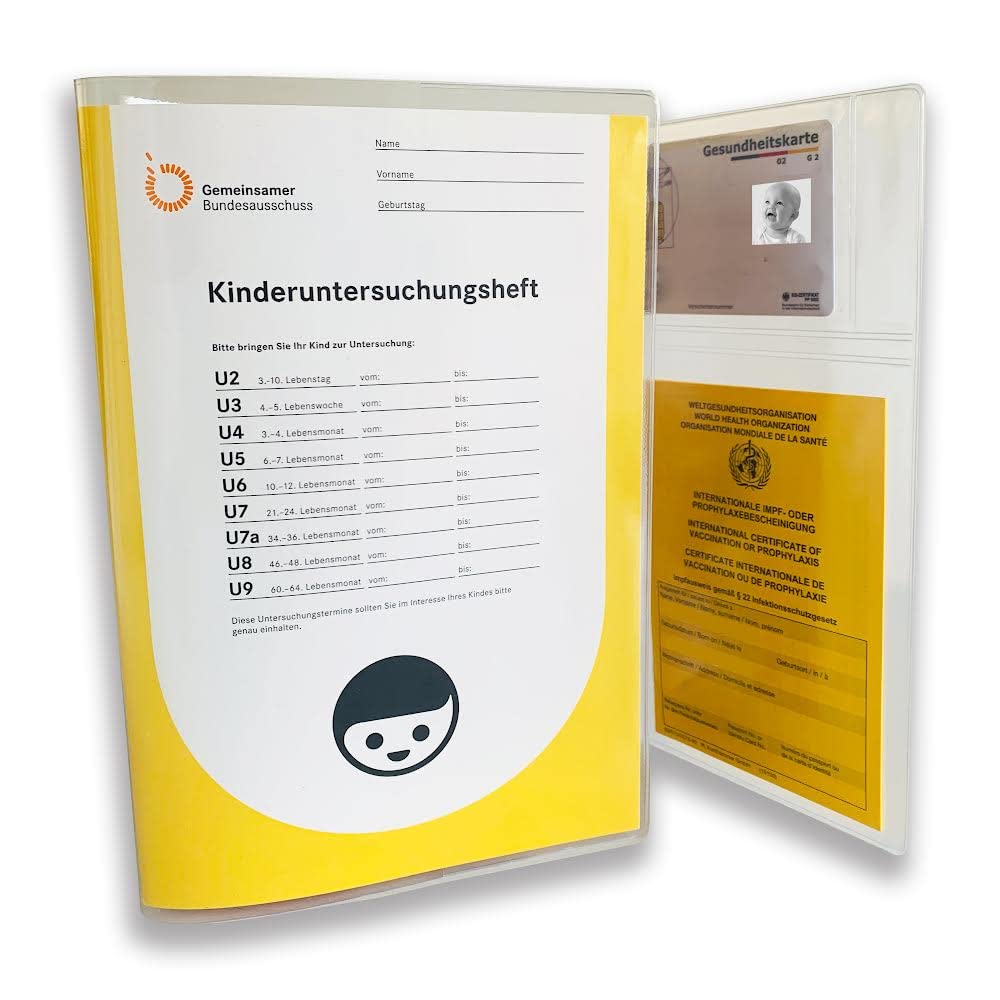Minilino U-Heft hülle 3-teilige Premium Schutzhülle [ SCHUTZ FÜR WICHTIGE DOKUMENTE ] Organzier für Untersuchungsheft | bei Geburt für Mütter & Babys | Blanko Kinderuntersuchungsheft Hülle Angebot bei HelloDeals