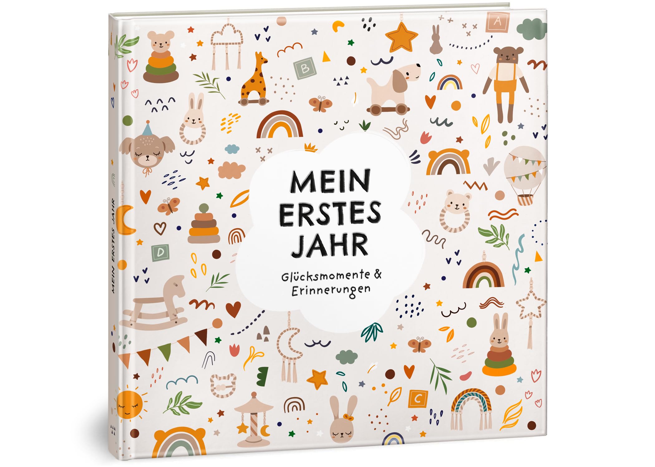 Mein erstes Jahr Babyalbum - Hochwertiges Babytagebuch mit Prägung für die schönsten Erinnerungen - Erinnerungsbuch zum Eintragen für das erste Lebensjahr - Baby Geschenk zur Geburt: Boho Spielzeug 1. Boho Spielzeug Angebot bei HelloDeals