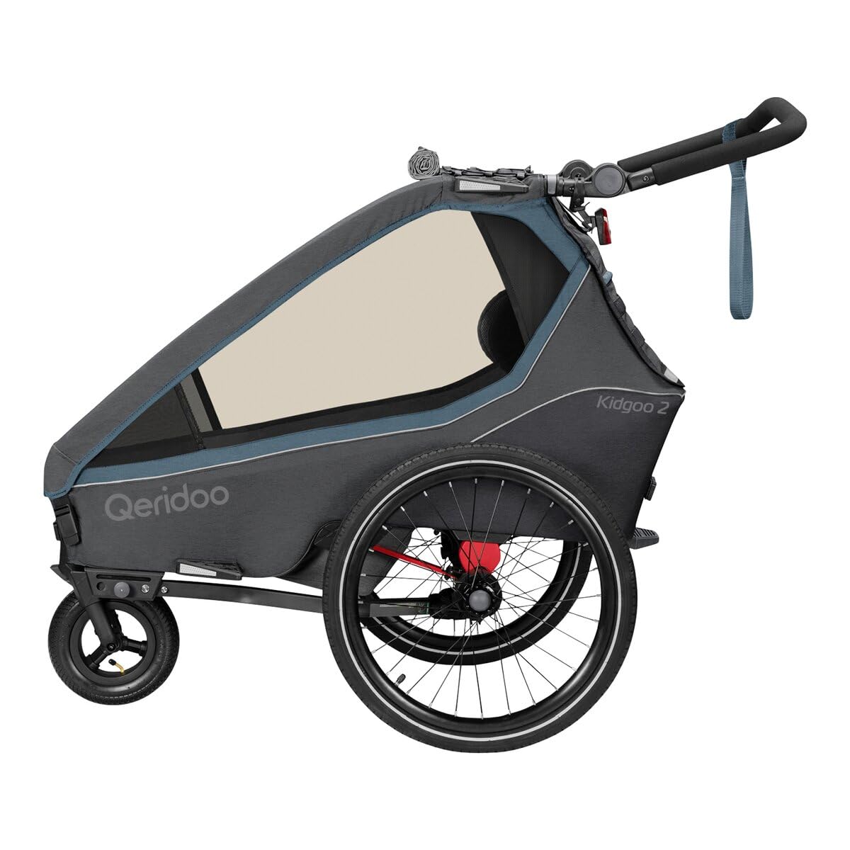 Qeridoo Kidgoo 2 Navy Blue | Fahrradanhänger 2 Kinder | Fahrrad Anhänger Kinder mit Federung & Easy ARS | Jogger Kinderwagen | Kinderfahrradanhänger klappbar | Kinderbuggy 45L | Walker & Bike Trailer Angebot bei HelloDeals
