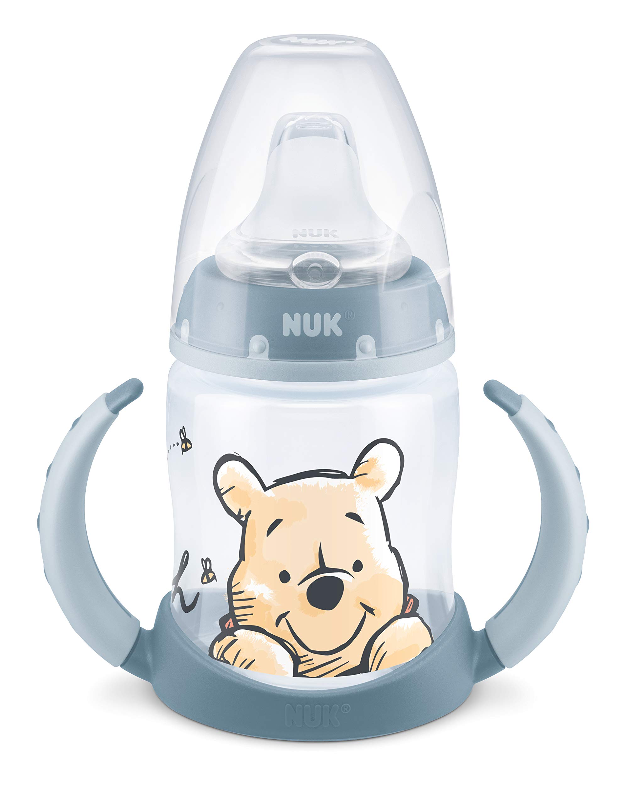 NUK First Choice+ Trinklernflasche | 6–18 Monate | 150 ml | Temperature Control Anzeige | Anti-Colic-Ventil | auslaufsichere Trinkschnabel | Ergonomische Griffe | BPA-frei | Disney Winnie Puuh blau Standard Winnie Puuh (Blau) Angebot bei HelloDeals