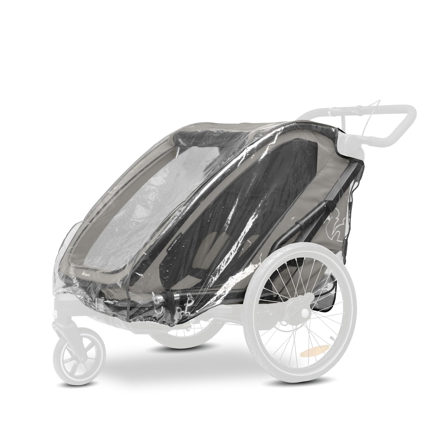 hauck Regenschutz für Bike N Walk Duo Fahrradanhänger 67 x 64 x 100 cm - mit Belüftungslöcher, Reflektierende Umrandung - Schnelle & Einfache Befestigung am Kinderanhänger - Faltbar - Transparent durchsichtig Angebot bei HelloDeals