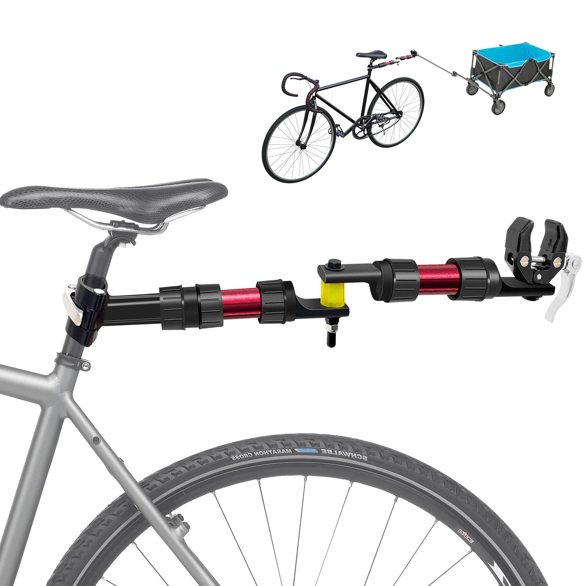 Mimoke Fahrradanhänger Adapter – Modularer Nylon-Komponenten-Design, Dämpfungs- und Lenksystem, für Fahrräder mit Sitzrohrdurchmesser 27-32 mm geeignet Angebot bei HelloDeals