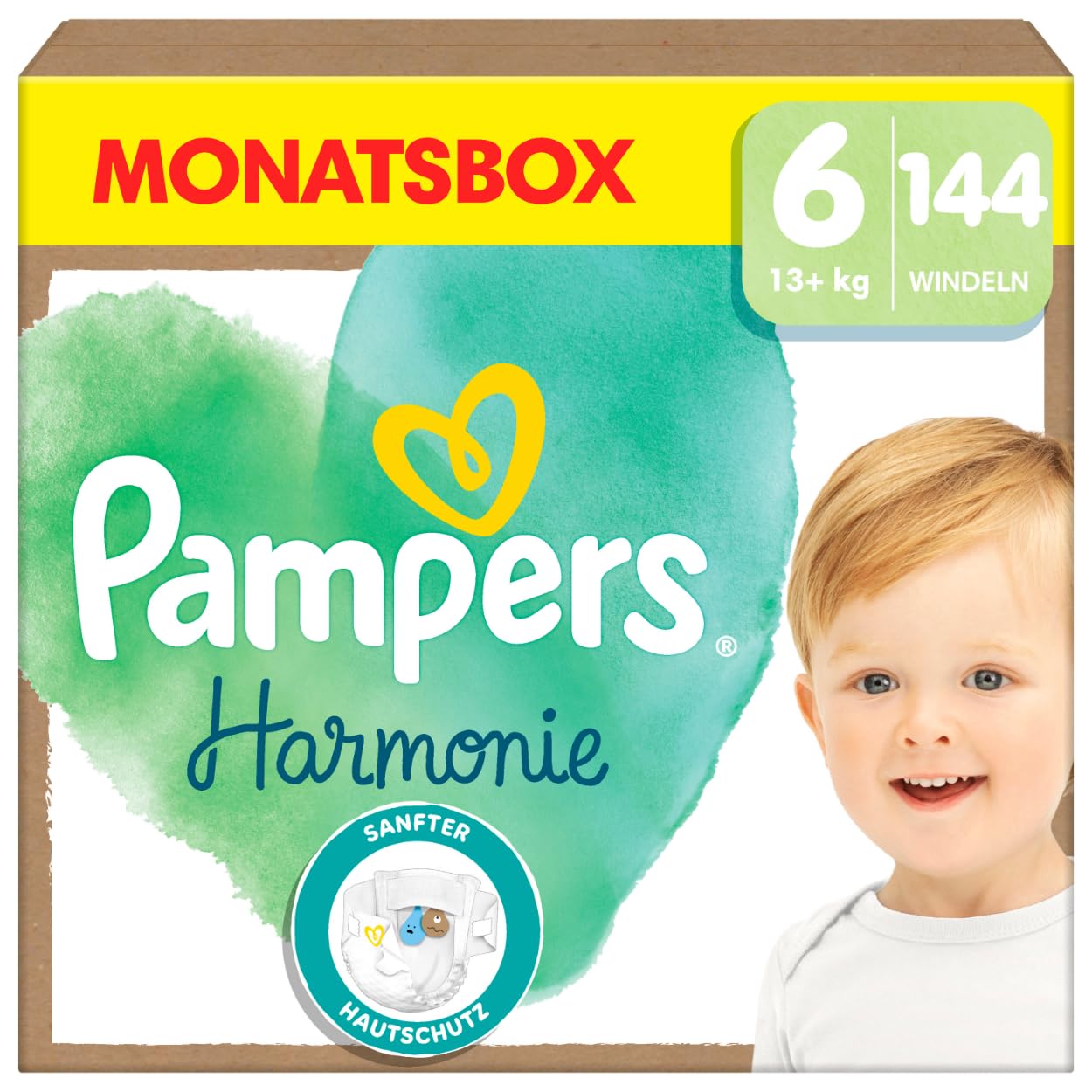 Pampers Harmonie Windeln Größe 6, 144 Windeln, 13kg+, sanfter Hautschutz mit 100Prozent Pampers Schutz Weiss Größe 6 (144 Stück) Angebot bei HelloDeals