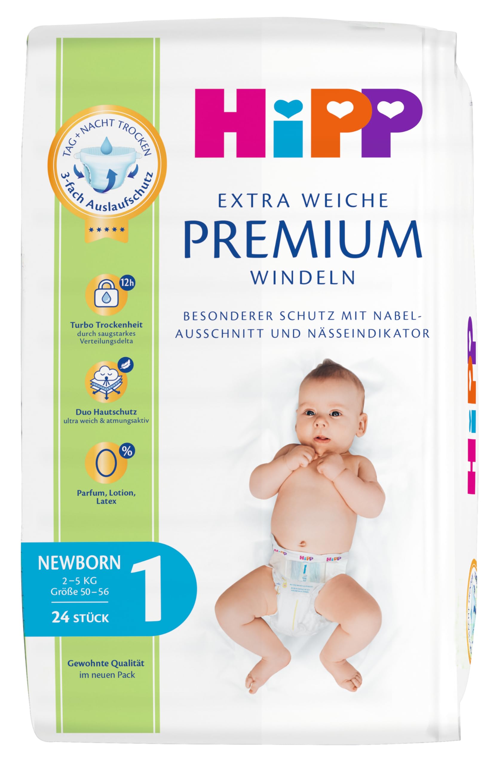 HiPP Extra Weiche Premium Windel Größe 1 Newborn 2-5 kg, 72 Stück (3 Packungen mit 24), mit 3-fach Auslaufschutz und Duo Hautschutz Größe1 (2-5 kg) Angebot bei HelloDeals