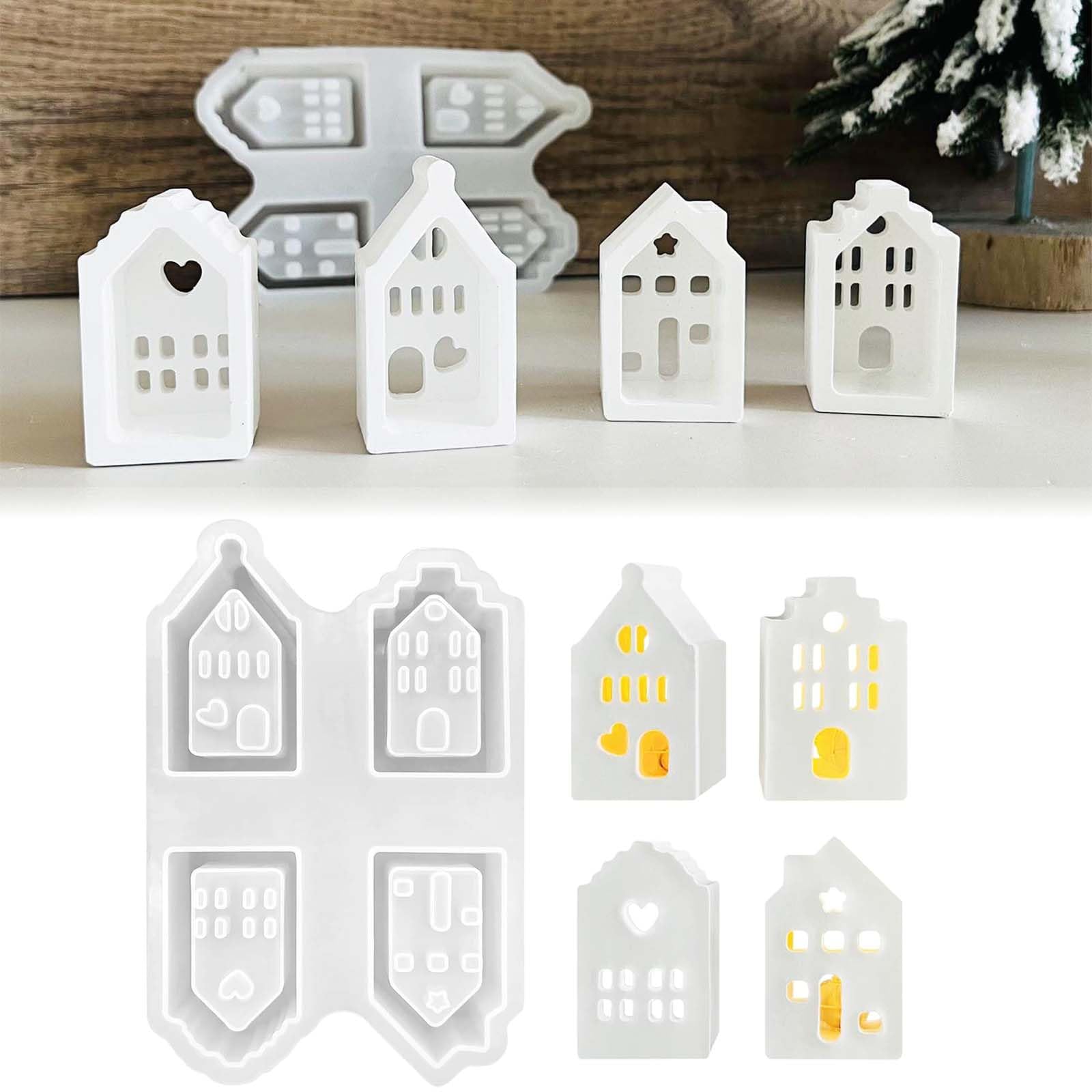 TREABEAR 4PCS Silikonform Häuser, Silikonform Haus, silikonform Mini Häuser, Silikon Formen Zum Gießen, Gießformen häuser, Gipsformen Zum Gießen, silikonformen Gießformen häuse 4PCS Gießform Haus （B ) Angebot bei HelloDeals