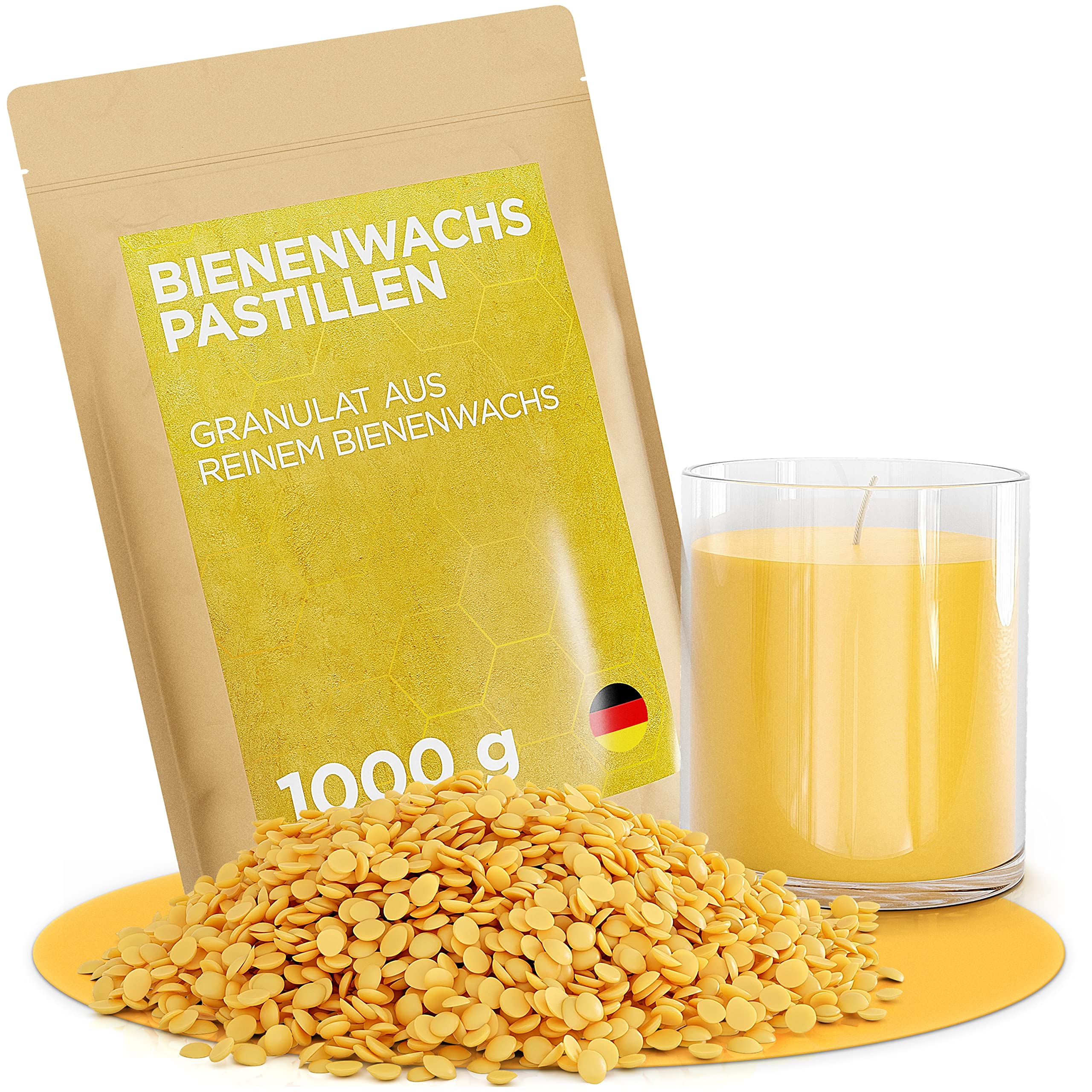 molinoRC 1kg Bienenwachs Pastillen [100% natürlich rein ohne Zusatz Anderer Wachse] - Premium Qualität für Kerzen, Kosmetik, Lederpflege, Möbelpflege und Herstellung Bienenwachstücher - Beeswax 1 kg Angebot bei HelloDeals