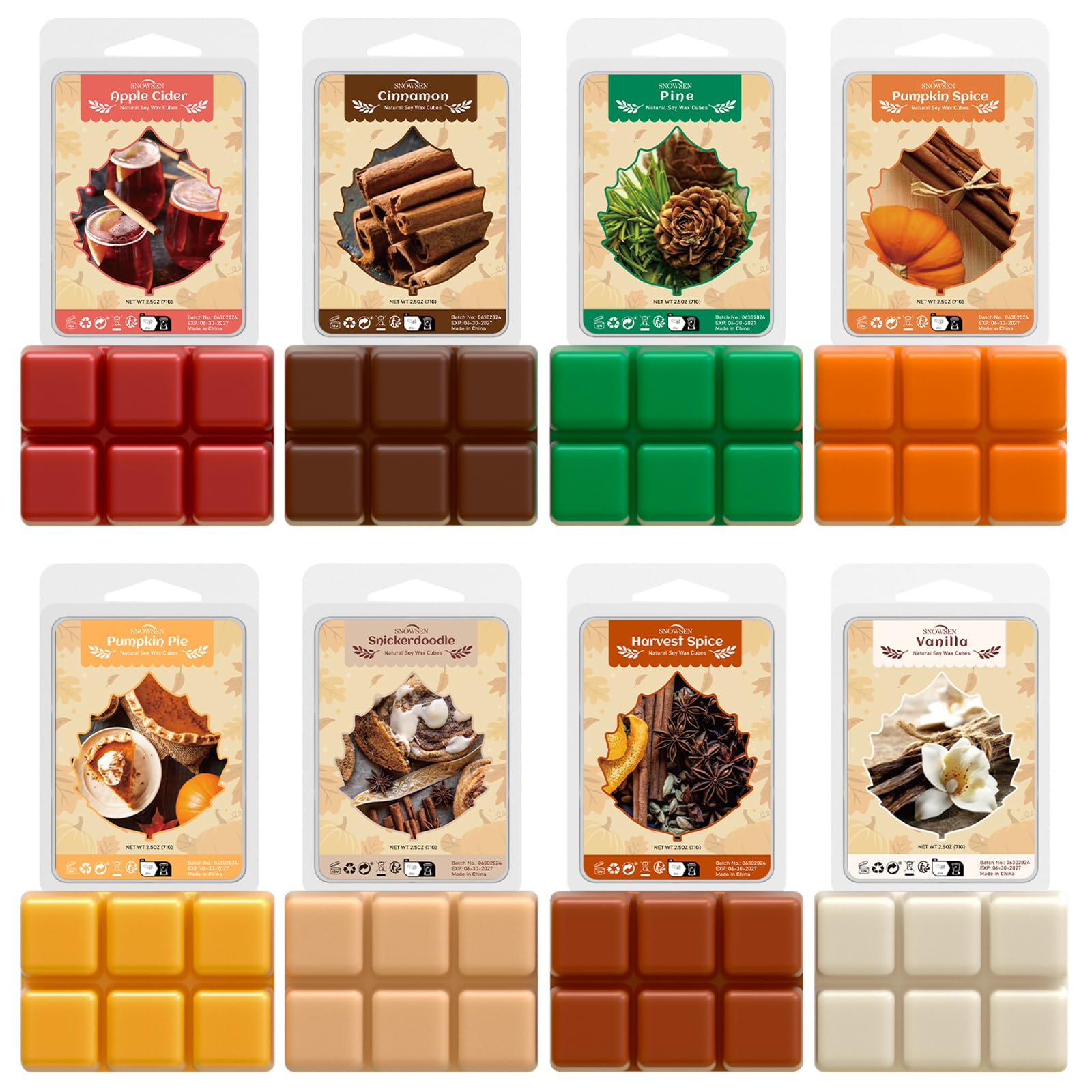 SNOWSEN Herbst Duftwachs für Duftlampe, Natürliches Wax Melts Sojawachs Schmilzt, Wachswürfel, Duftwachswürfel für Raumdüfte, Wachstörtchenfür für Duftlampe für Wachs, Duftgeschenkset für Damen Herbst-1 Angebot bei HelloDeals