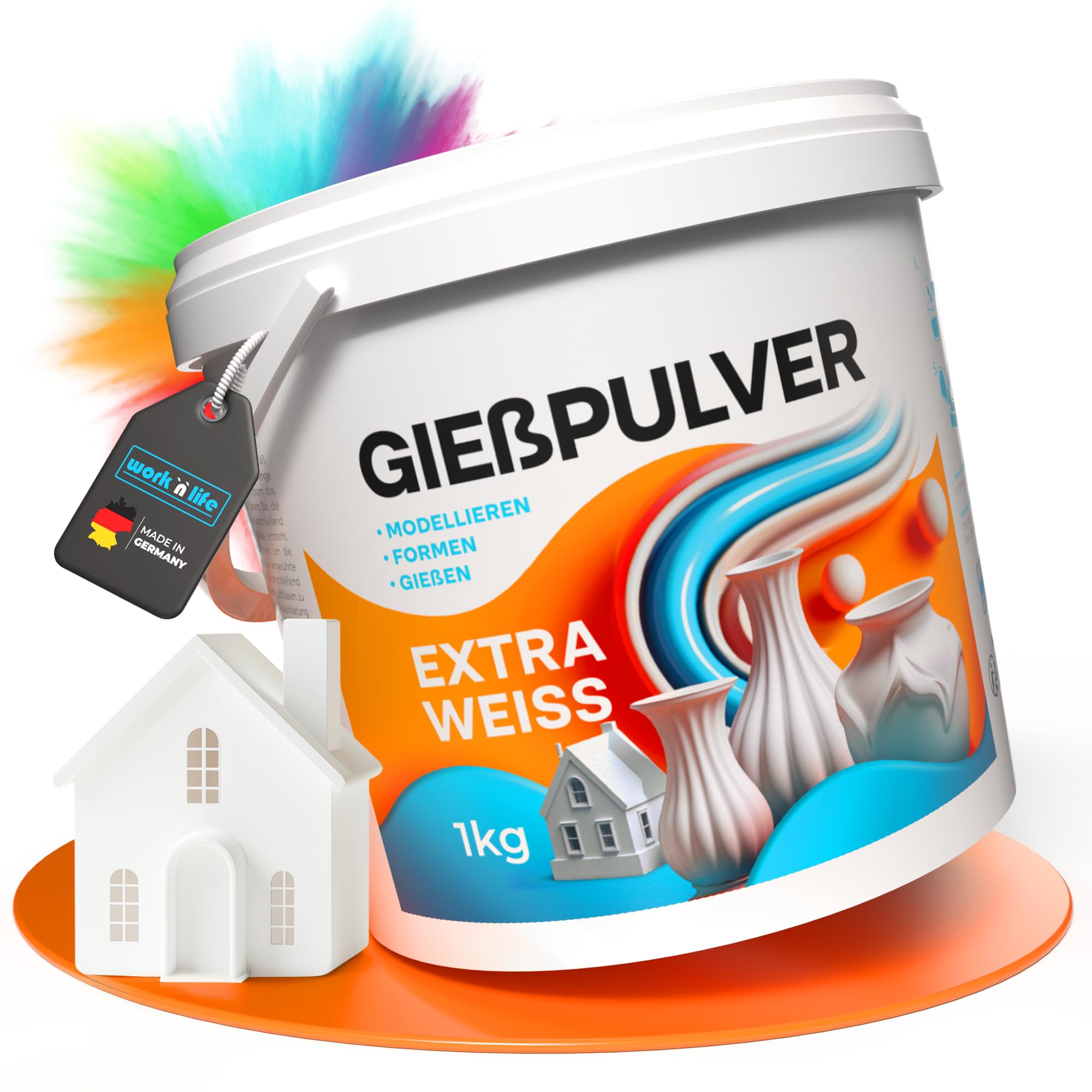 Gießpulver Extra Weiß 3,0kg - Premium Gips zum Gießen - Reliefgießpulver weiß aus hochwertigem Alabaster Gips - Vielseitig einsetzbare Gießmasse für Silikonformen zum Gießen (Extra Weiß 3,0kg) Angebot bei HelloDeals