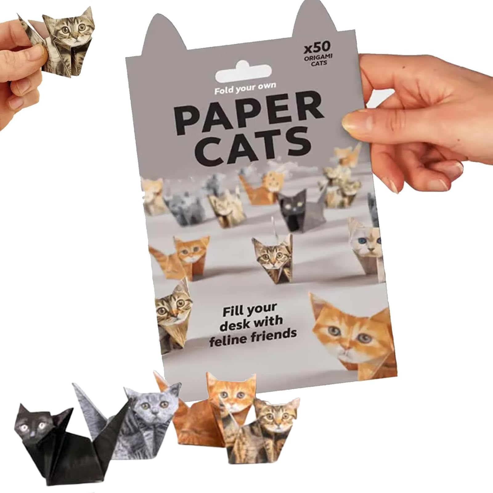 DIY Papier Katzen Origami Kit,50 Blätter 3D Katze/Hund/Dinosaurier Origami Papier Handwerk Kit,Tier Schreibtisch Dekor,Handgefertigte Papierkraft Kit Dekoration (Katzen) Angebot bei HelloDeals