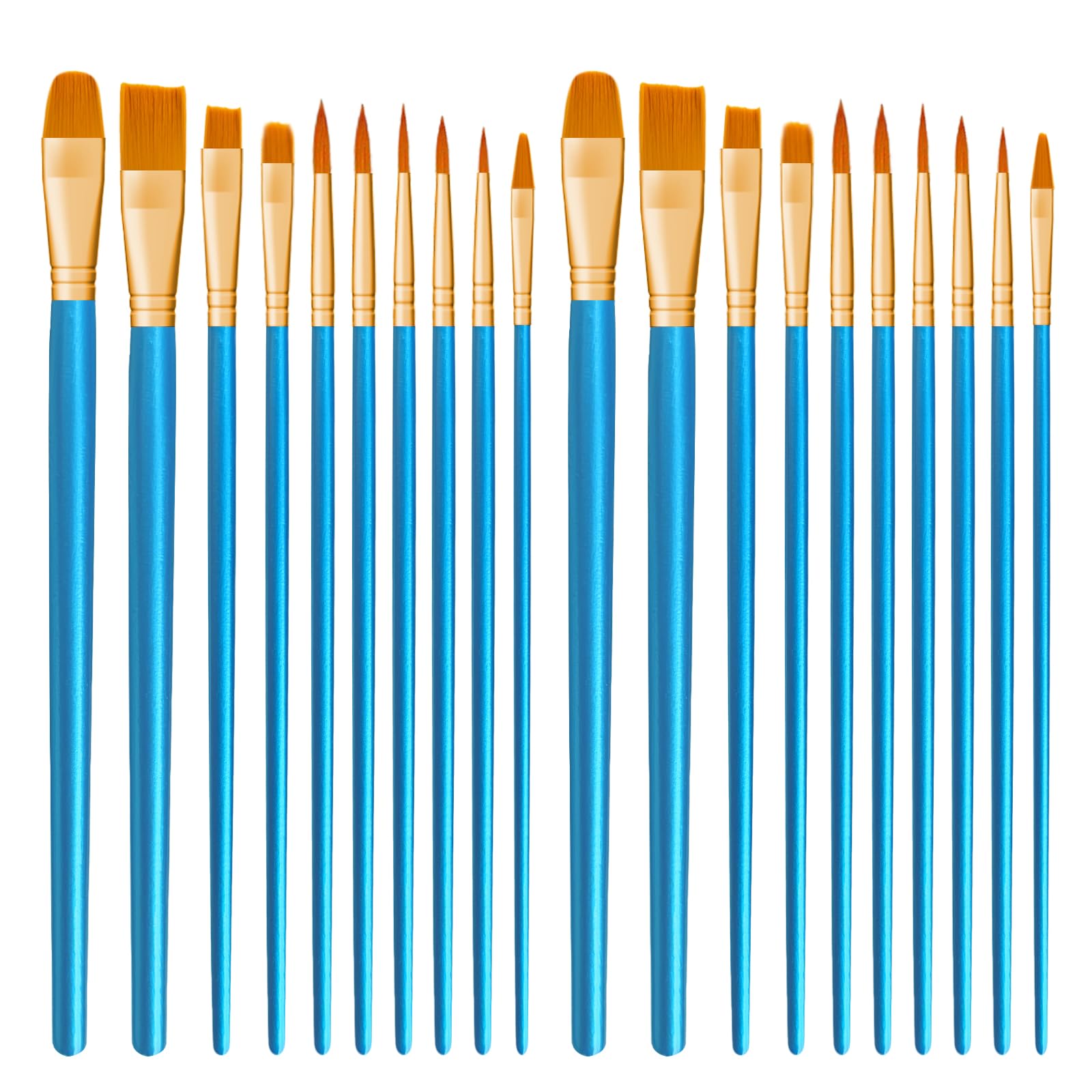 CNMTCCO Pinsel Set, 20Stück Hochwertige Pinsel mit Holzgriffen, Premium Nylon Acrylfarben Pinselset, Ölfarben Malerei Brush Set für Künstler, Kinder und Erwachsene (Blau) Angebot bei HelloDeals
