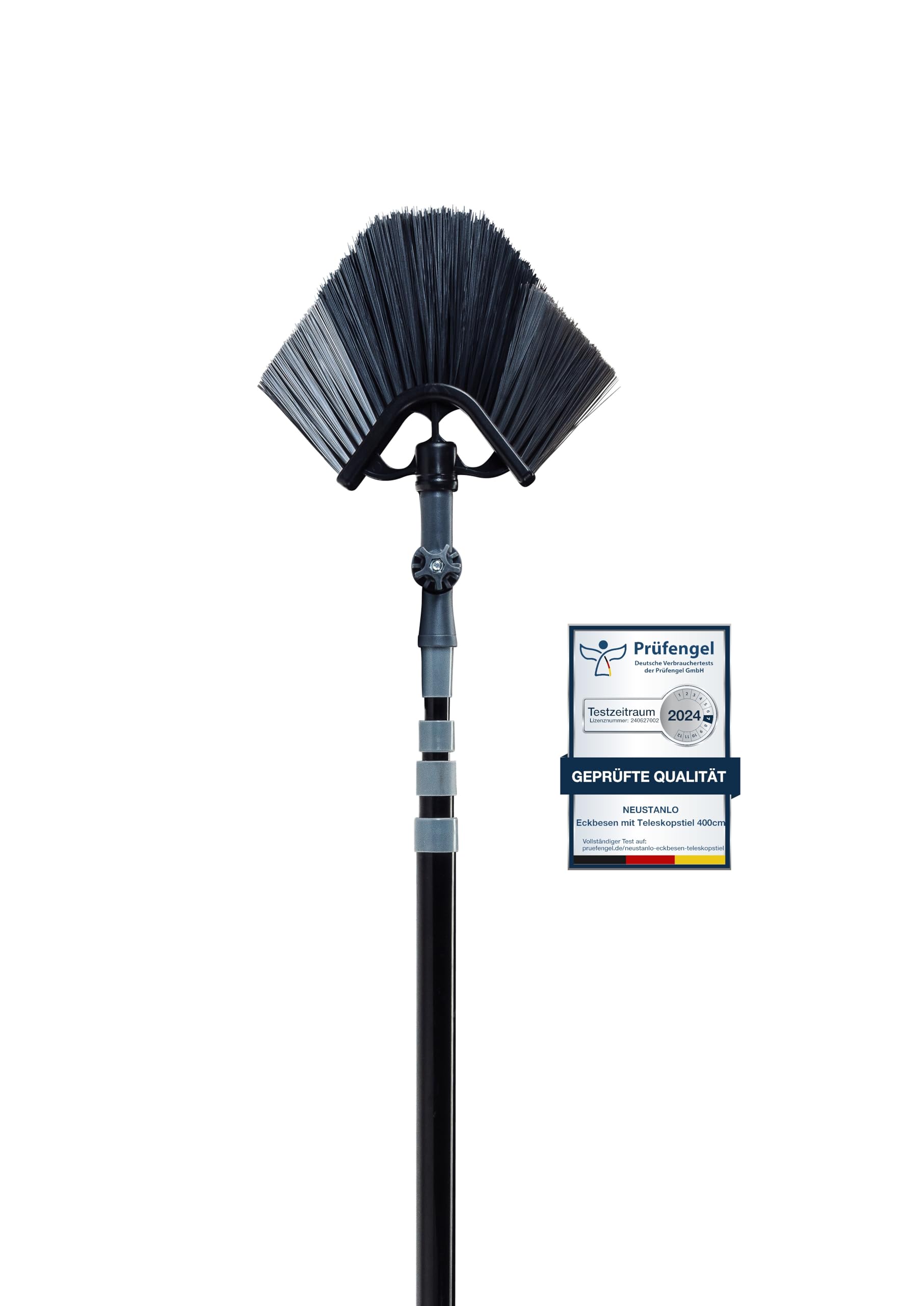 Neustanlo | Eckbesen mit Teleskop | 4,25 Meter | mit Schraubgewinde | Kunststoffborsten | Farblich Sortiert | Dachrinnenbesen Dreieckbesen mit Teleskopstange Eckbesen 420 cm Angebot bei HelloDeals