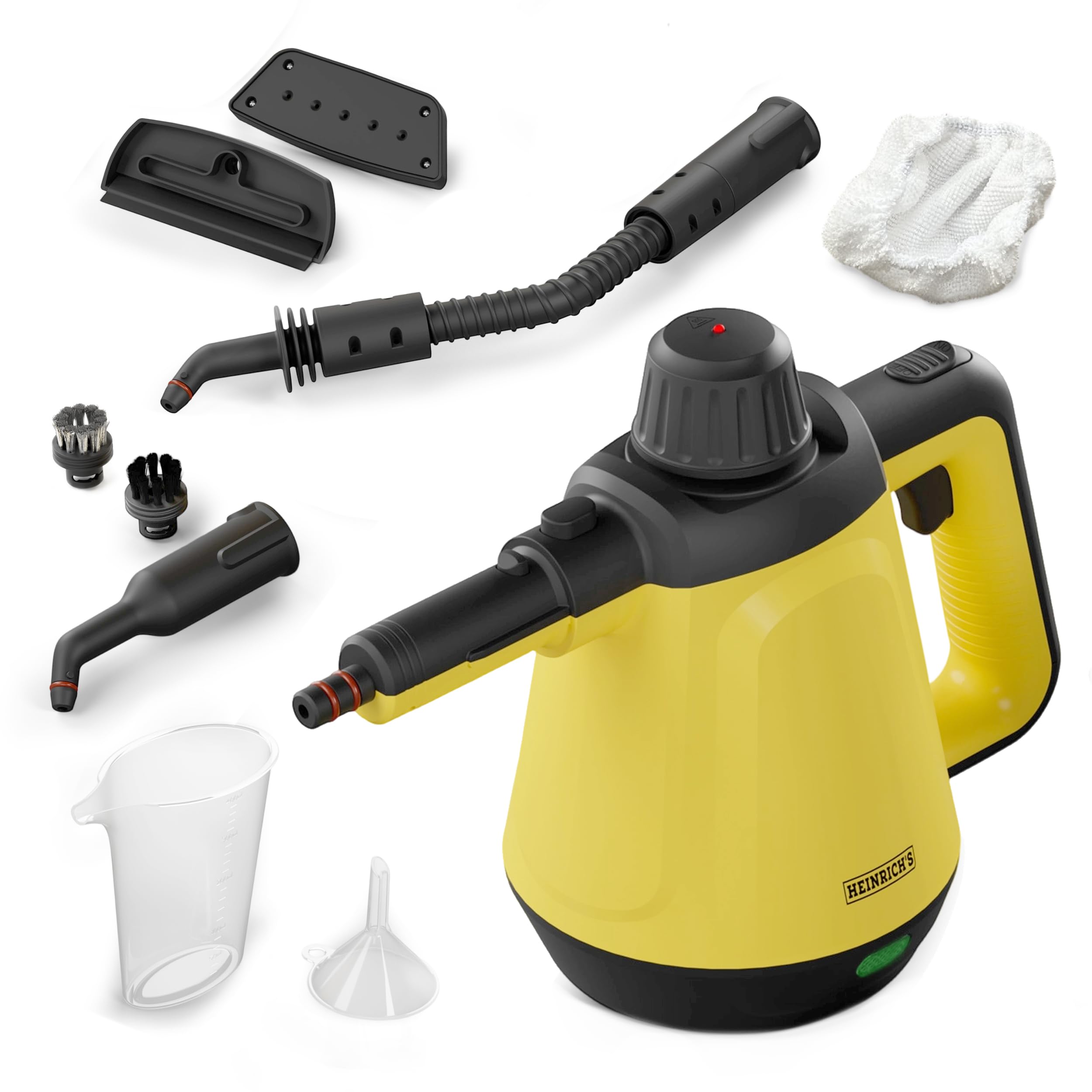 HEINRICHS Dampfreiniger, Handdampfreiniger für zuhause, Steam Cleaner, kurze Aufheizzeit 5 min., 400ml Wassertank, 3,5 Bar Dampfdruck, 5m Kabel, für Auto, Küche, Bad, Polster, Boden, Fenster, 1200W Angebot bei HelloDeals