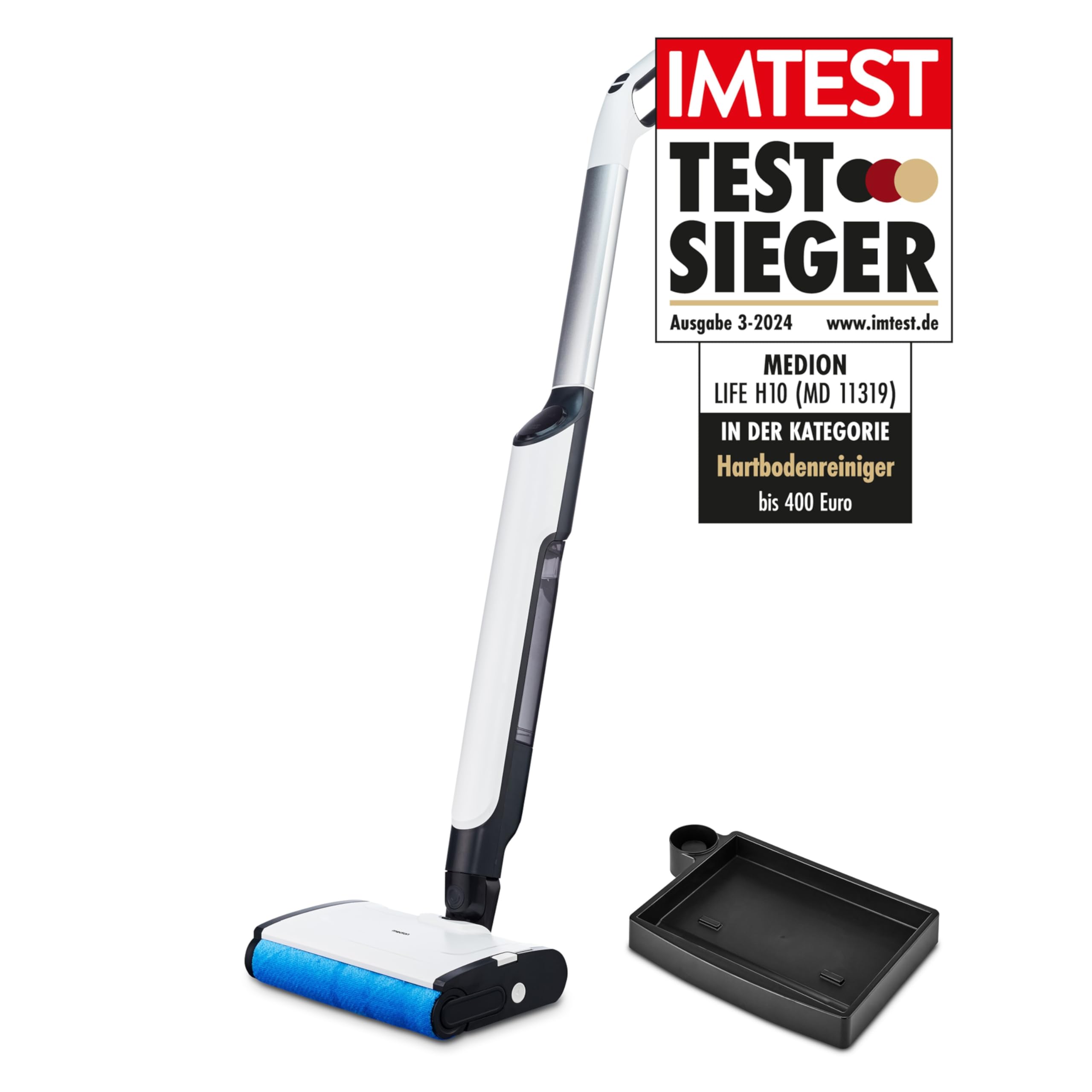 MEDION Bodenwischer H10 (elektrischer Wischmopp & Bodenreiniger, kabellose Bodenreinigung, getrennter Frischwasser & Schmutzwassertank, bis zu 45 Min. elektrisch reinigen, Bürstenrolle für Hartböden) Angebot bei HelloDeals