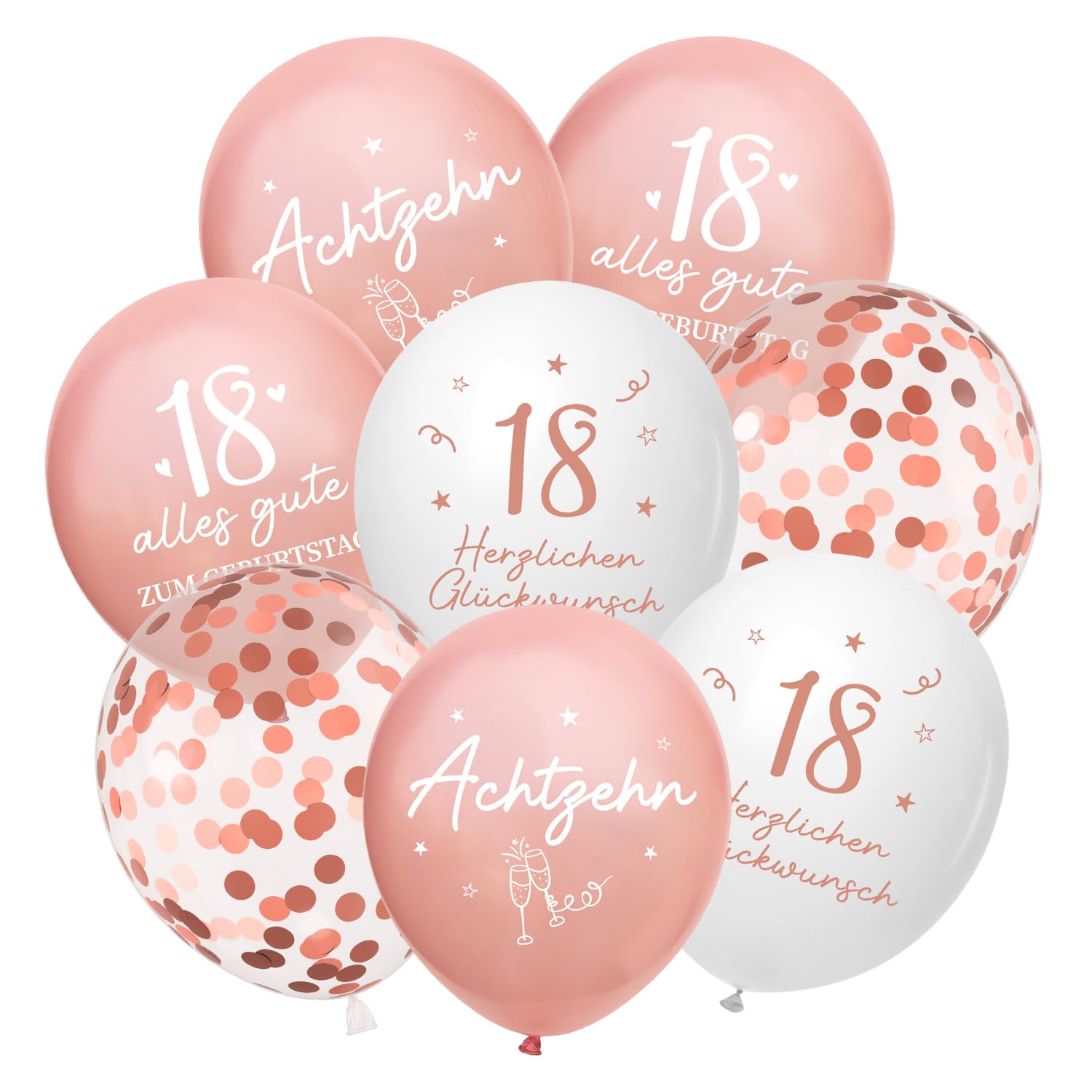 Luftballons 18 Jahre Geburtstag, 24 Stück Deko 18. Geburtstags Mädchen Frauen, 18 Alles Gute zum Geburtstag Ballons, Roségold 18. Geburtstagsdeko, 18th Birthday Ballon für Freundin Tochter Roségold 18 Jahre Angebot bei HelloDeals