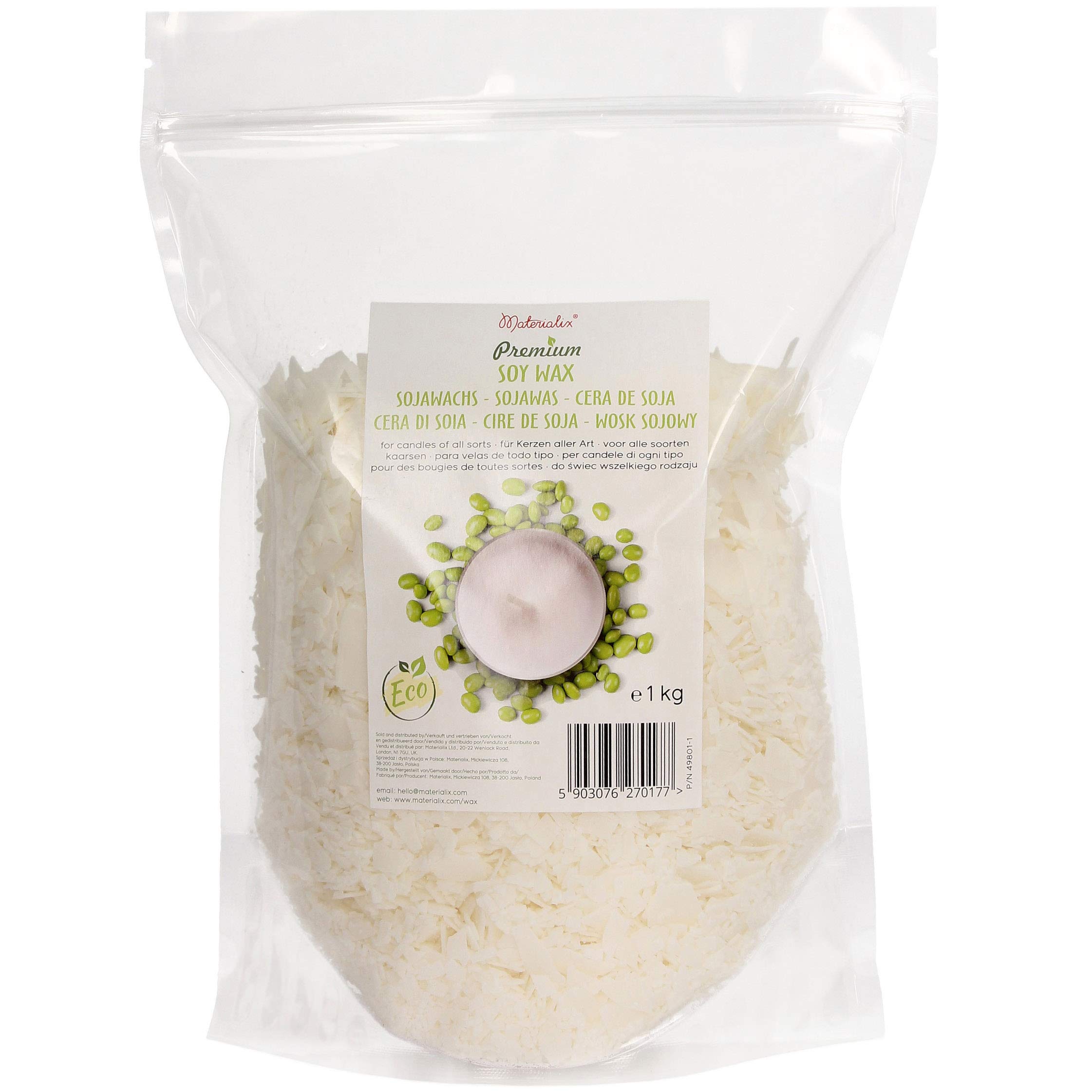 Premium Sojawachs von Materialix - 1kg natürliches Öko-Soja-Wachs-Flocken - Kerzenwachs zum Gießen - Wachs Kerzen - Kerzenwachs Granulat - Wachs zum Kerzen Gießen - Soy Candle Wax Angebot bei HelloDeals