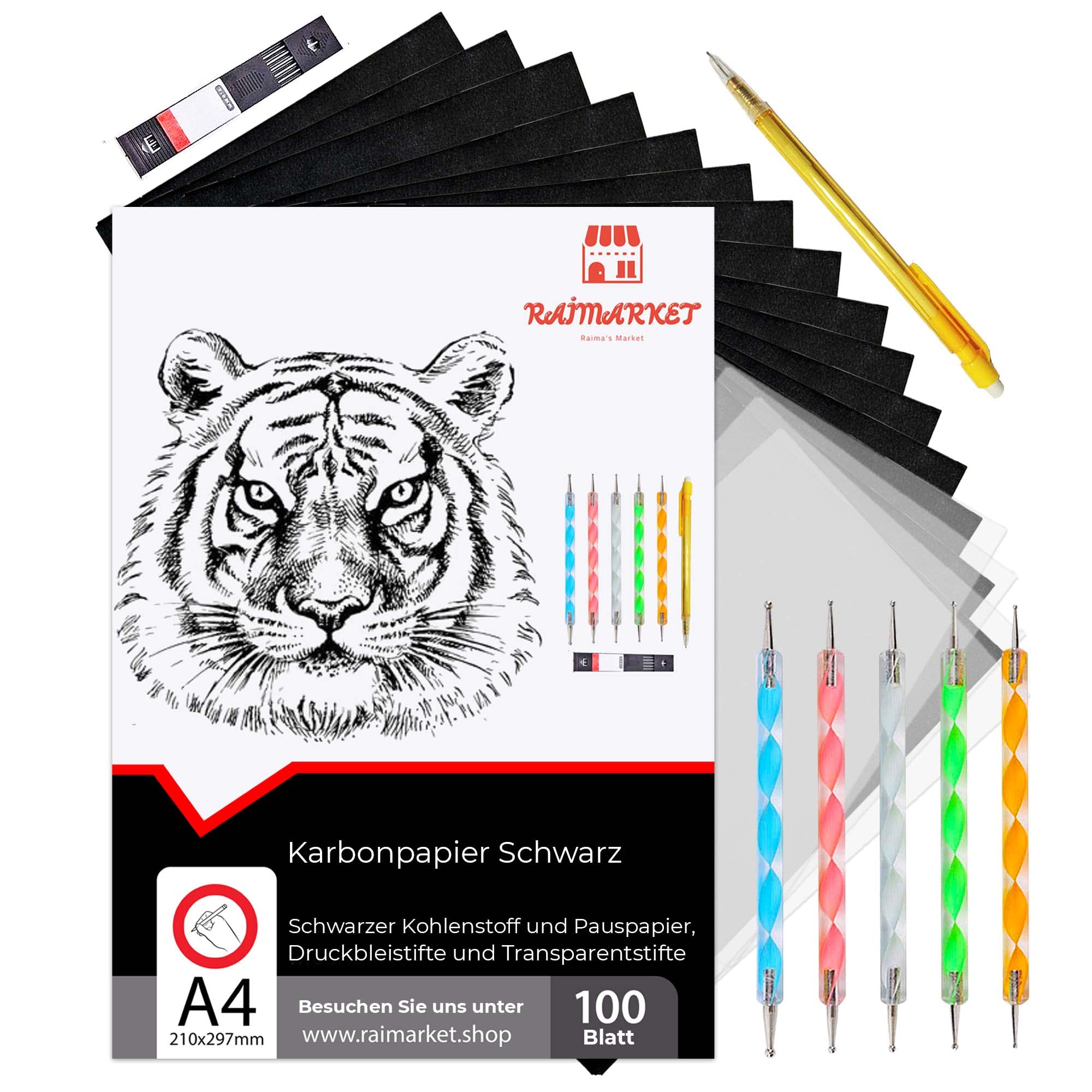 Raimarket 100 Blatt Schwarzes Kohlepapier Transferpapier | Zeichnen Von Entwürfen Mit Durchschlagpapier Pauspapier | Graphitpapier In Premium-qualität Carbon Paper Black Angebot bei HelloDeals