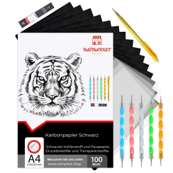 Raimarket 100 Blatt Schwarzes Kohlepapier Transferpapier | Zeichnen Von Entwürfen Mit Durchschlagpapier Pauspapier | Graphitpapier In Premium-qualität Carbon Paper Black Angebot bei HelloDeals